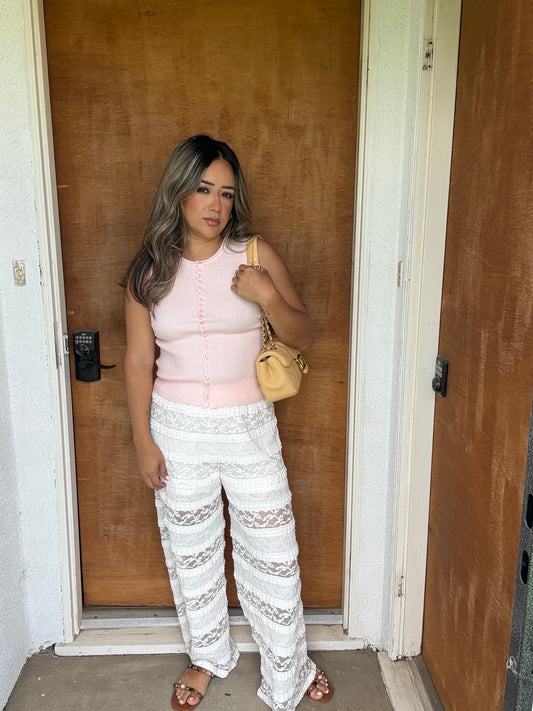 Bahamas Sheer Lace Pants- Ivory