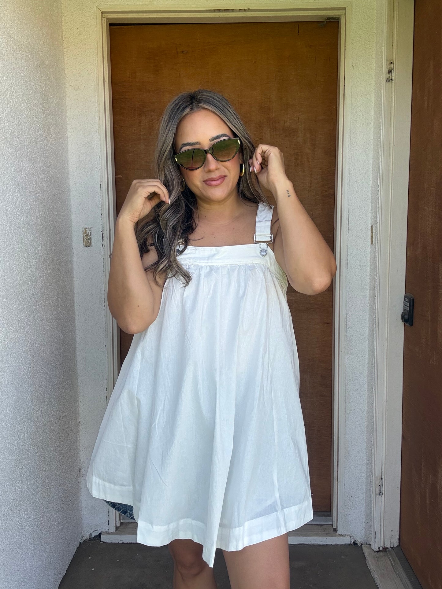 Kennedy Overall Dress- White