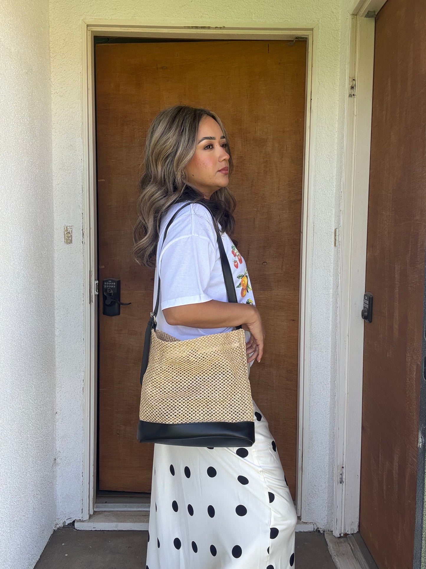 Meli Straw Bag- Black