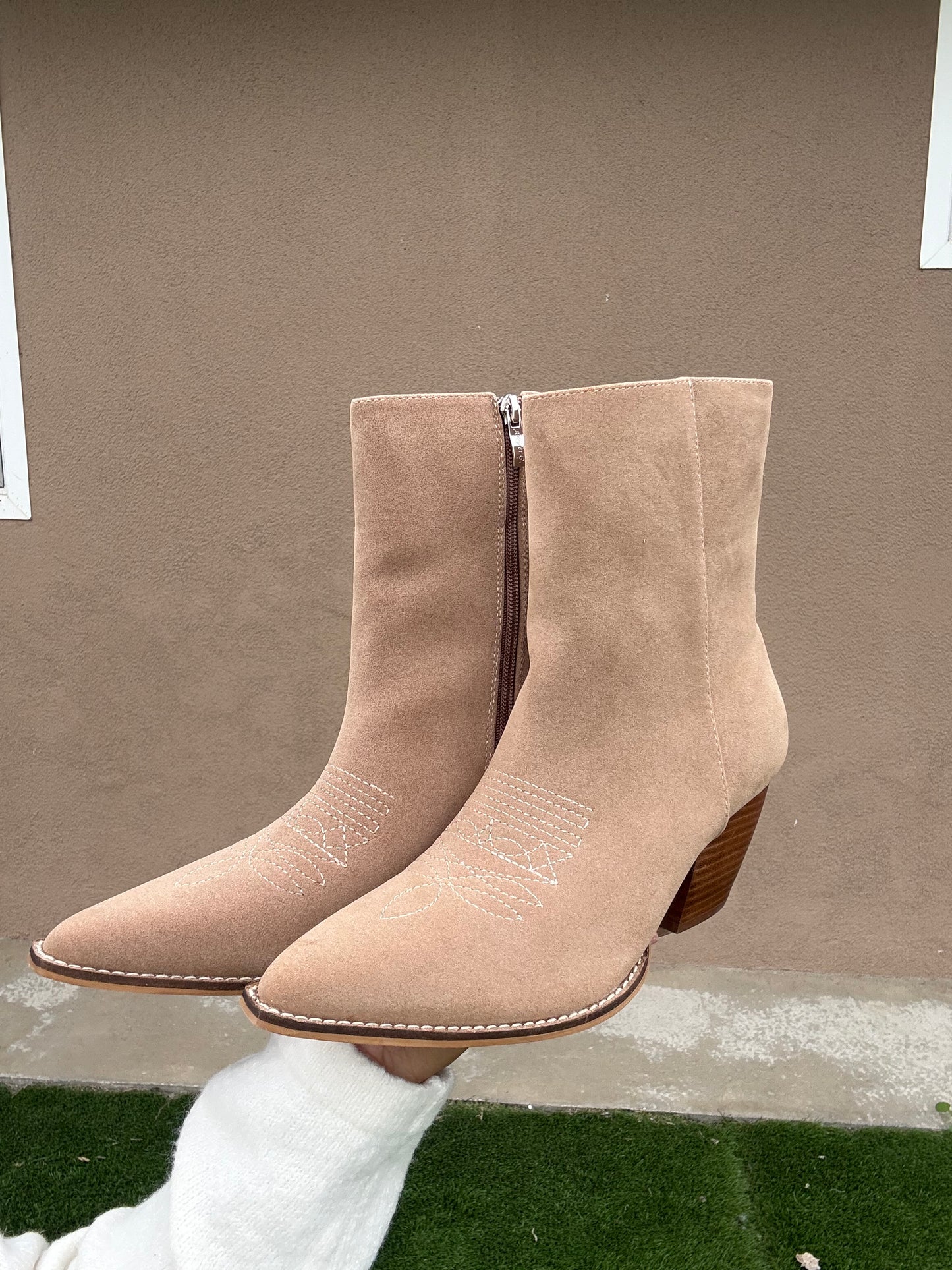 Fancy Light Taupe Western Bootie