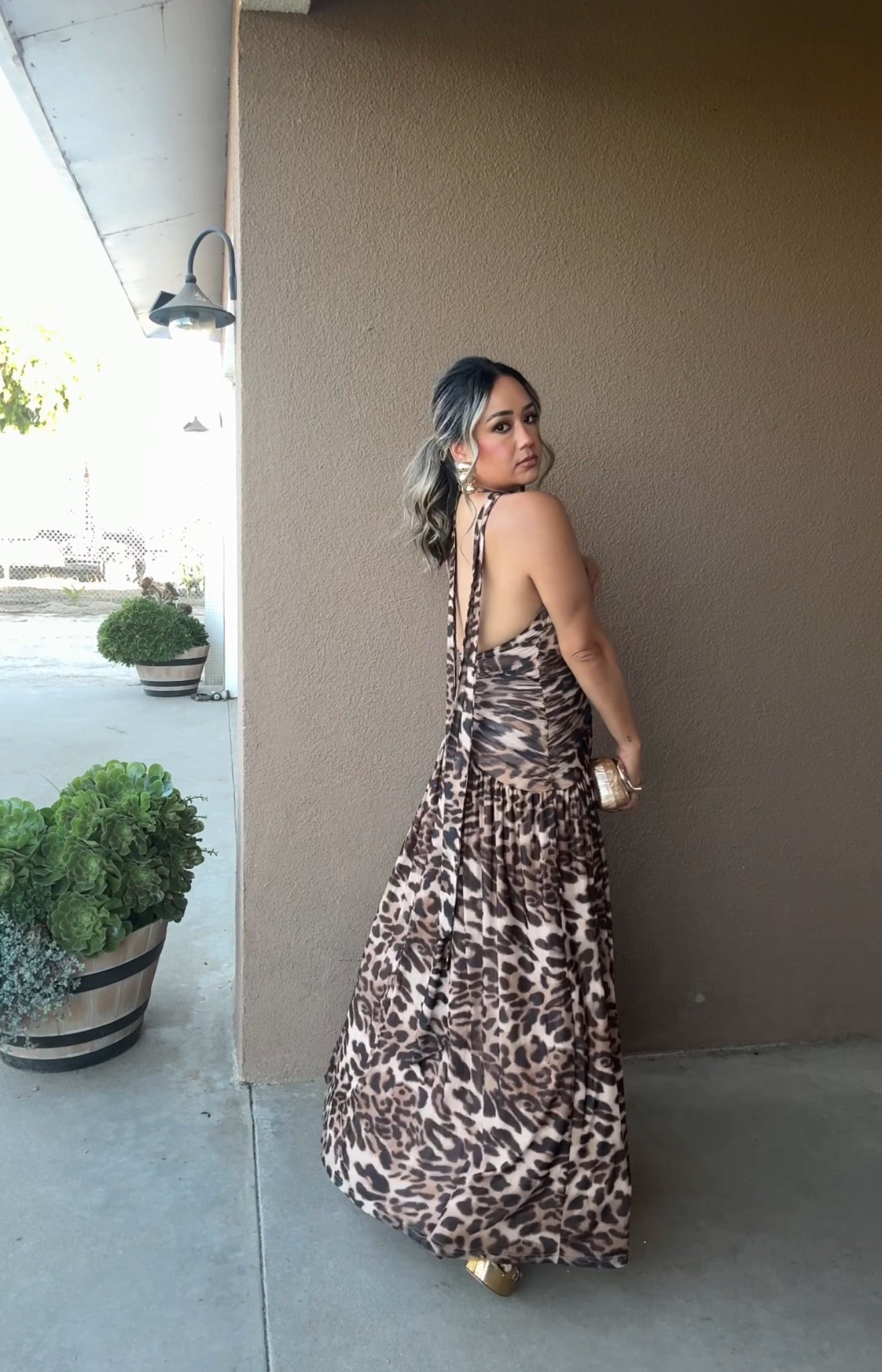 Seducción Leopard Mesh Maxi Dress