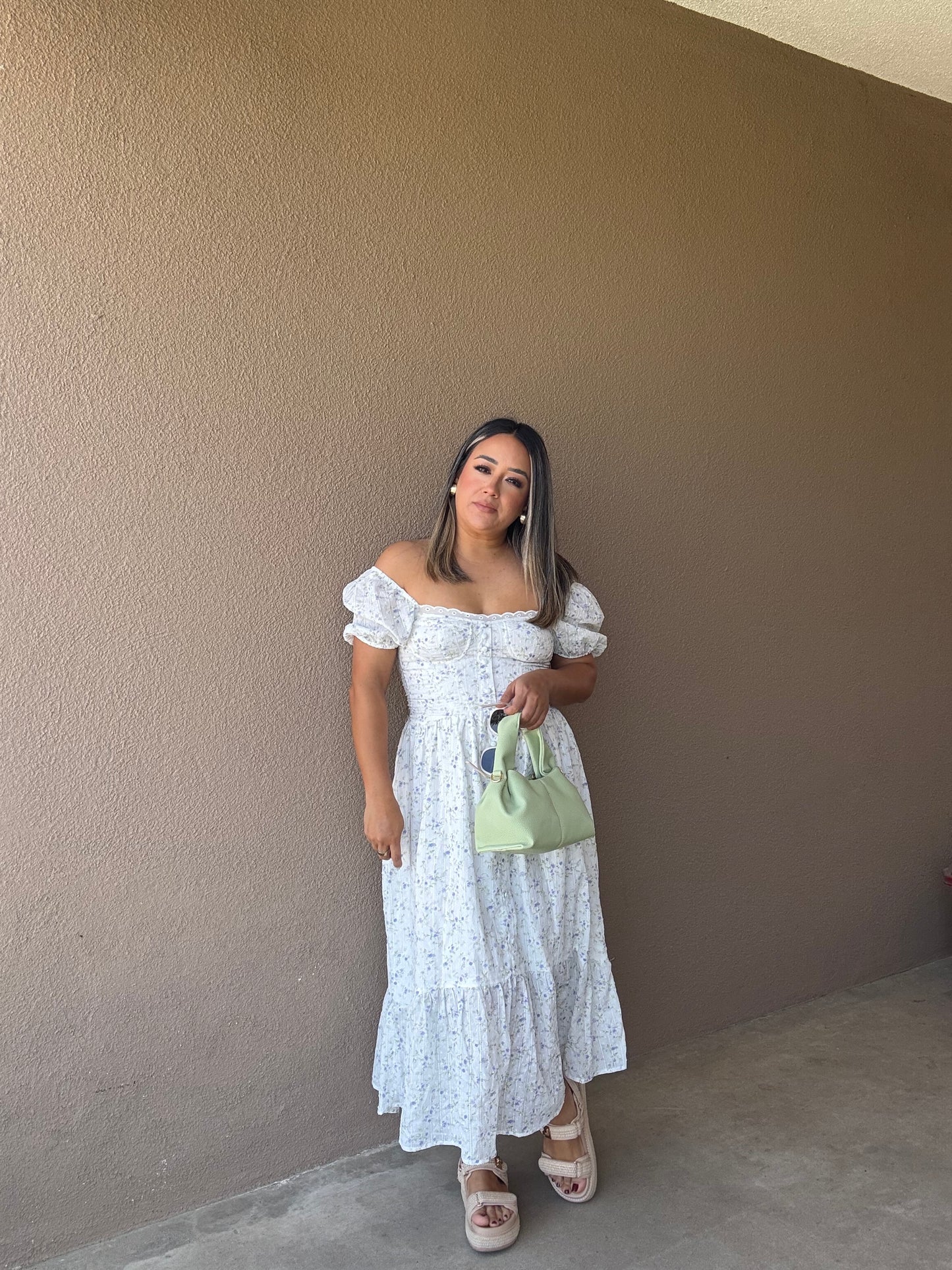 De Vacaciones Maxi Floral Puff Sleeve Dress