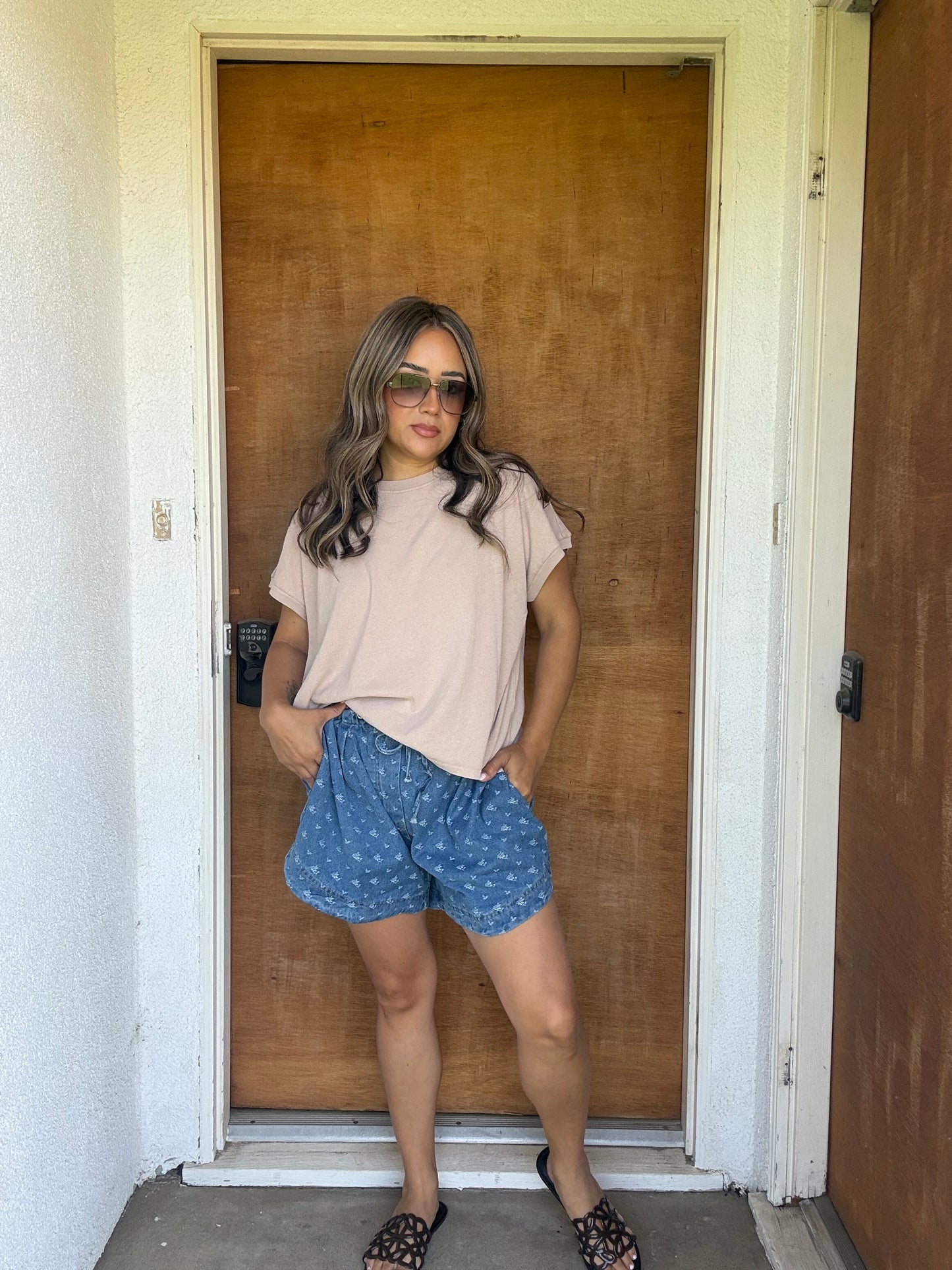 Allie Floral Denim Shorts