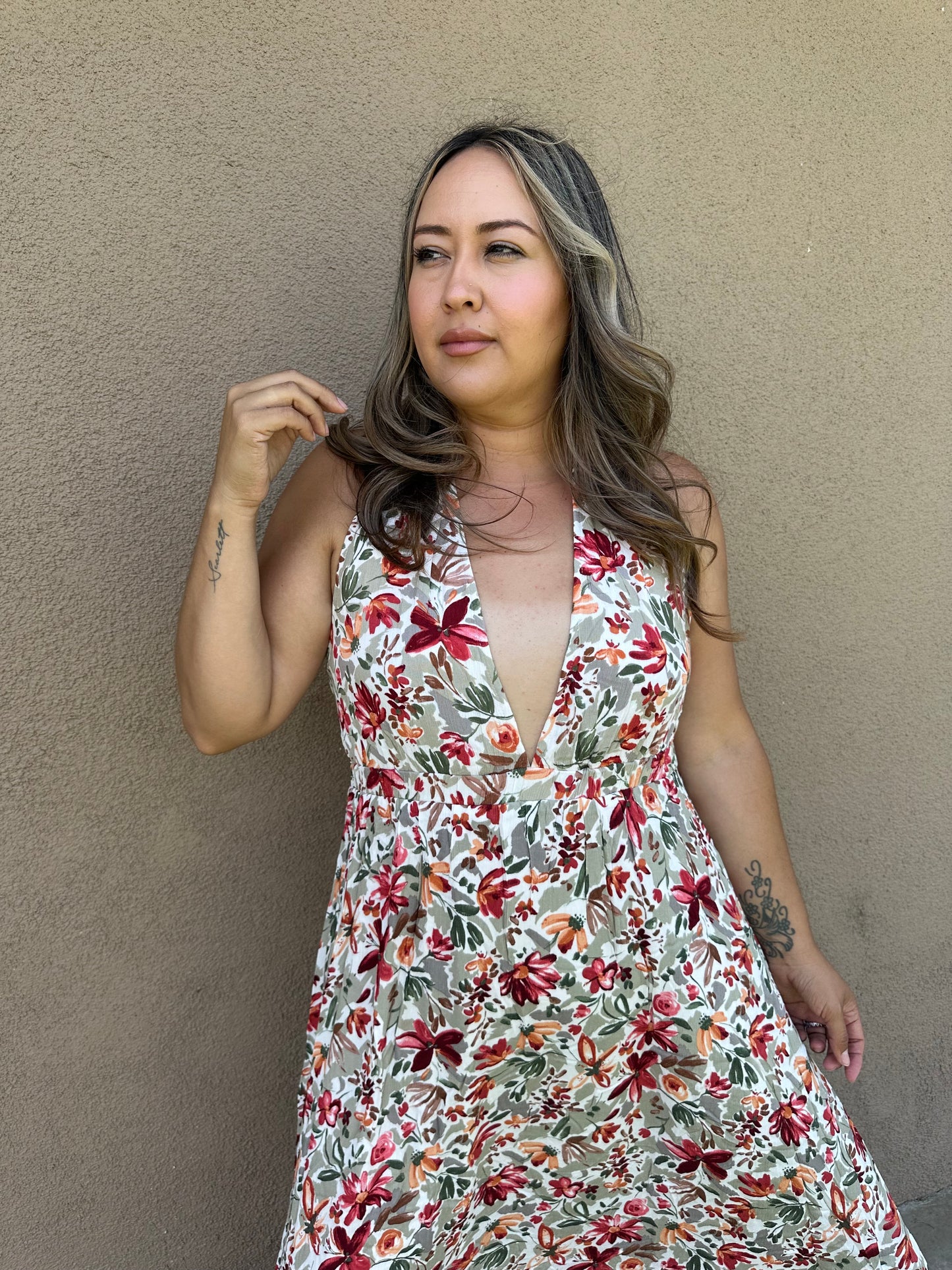 Esmeralda Halter Plunge Maxi Dress