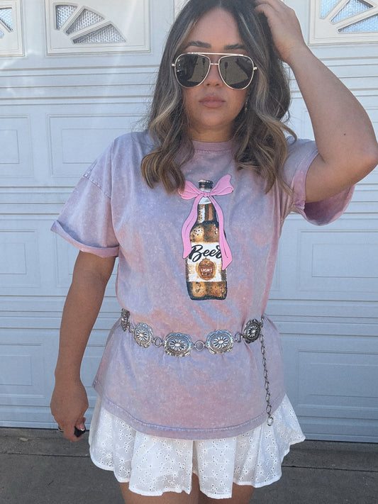 Bows n’ Beers Tee- Lavender
