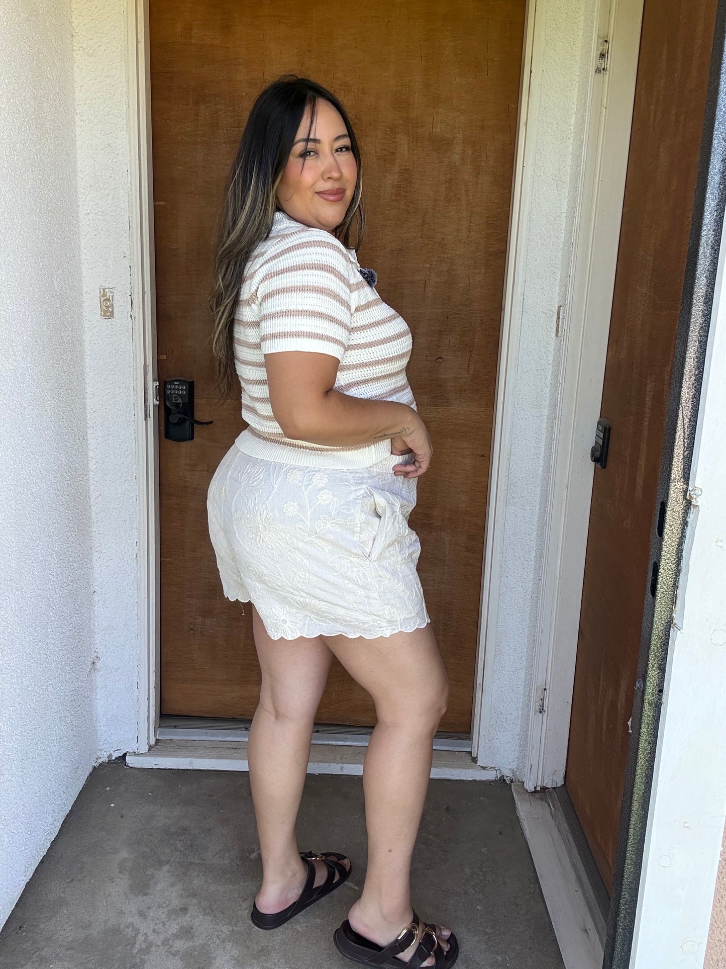 Warmer Days Knit Shorts- Cream