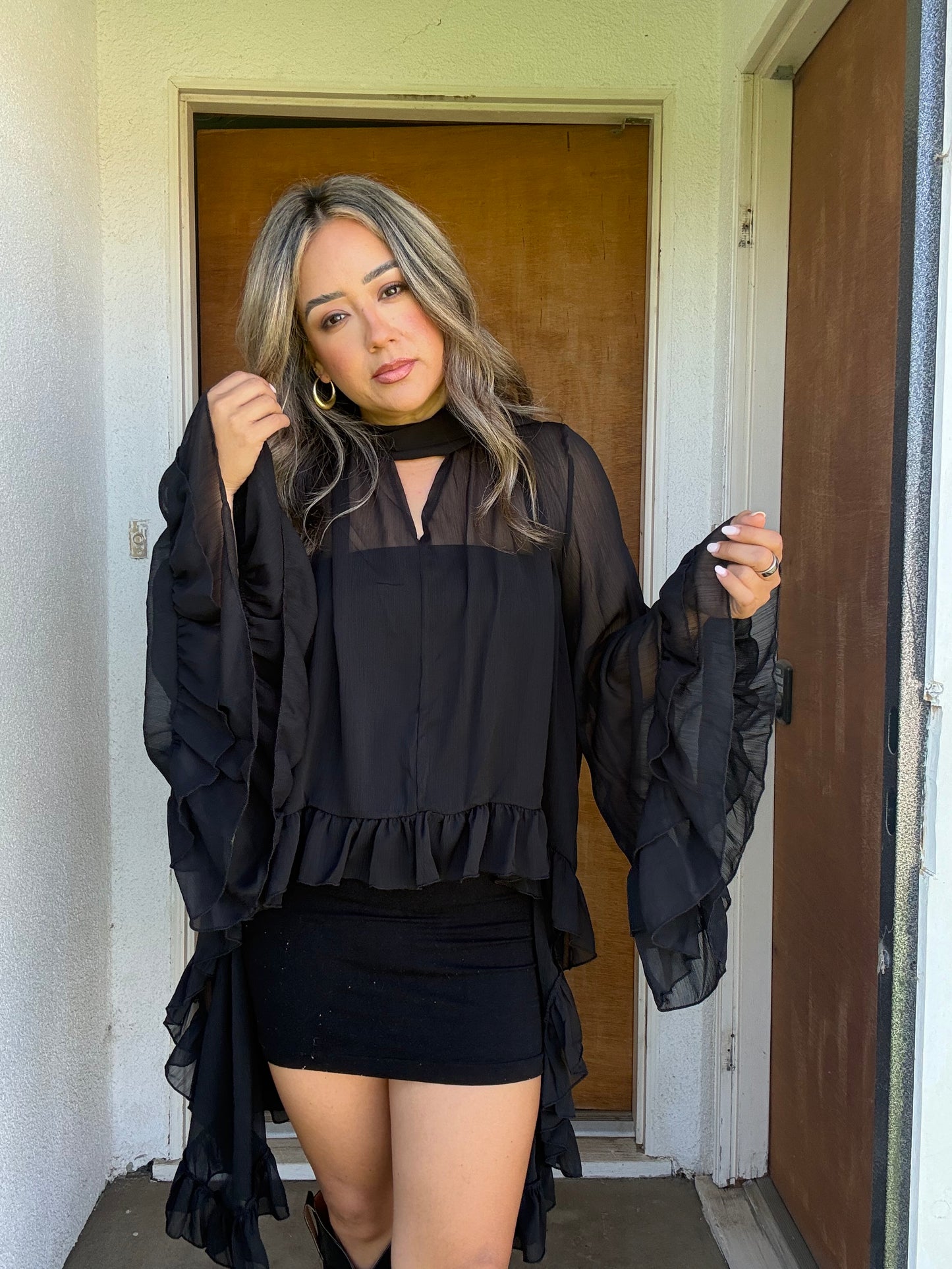 Dandelion Sheer Ruffled High Low Top