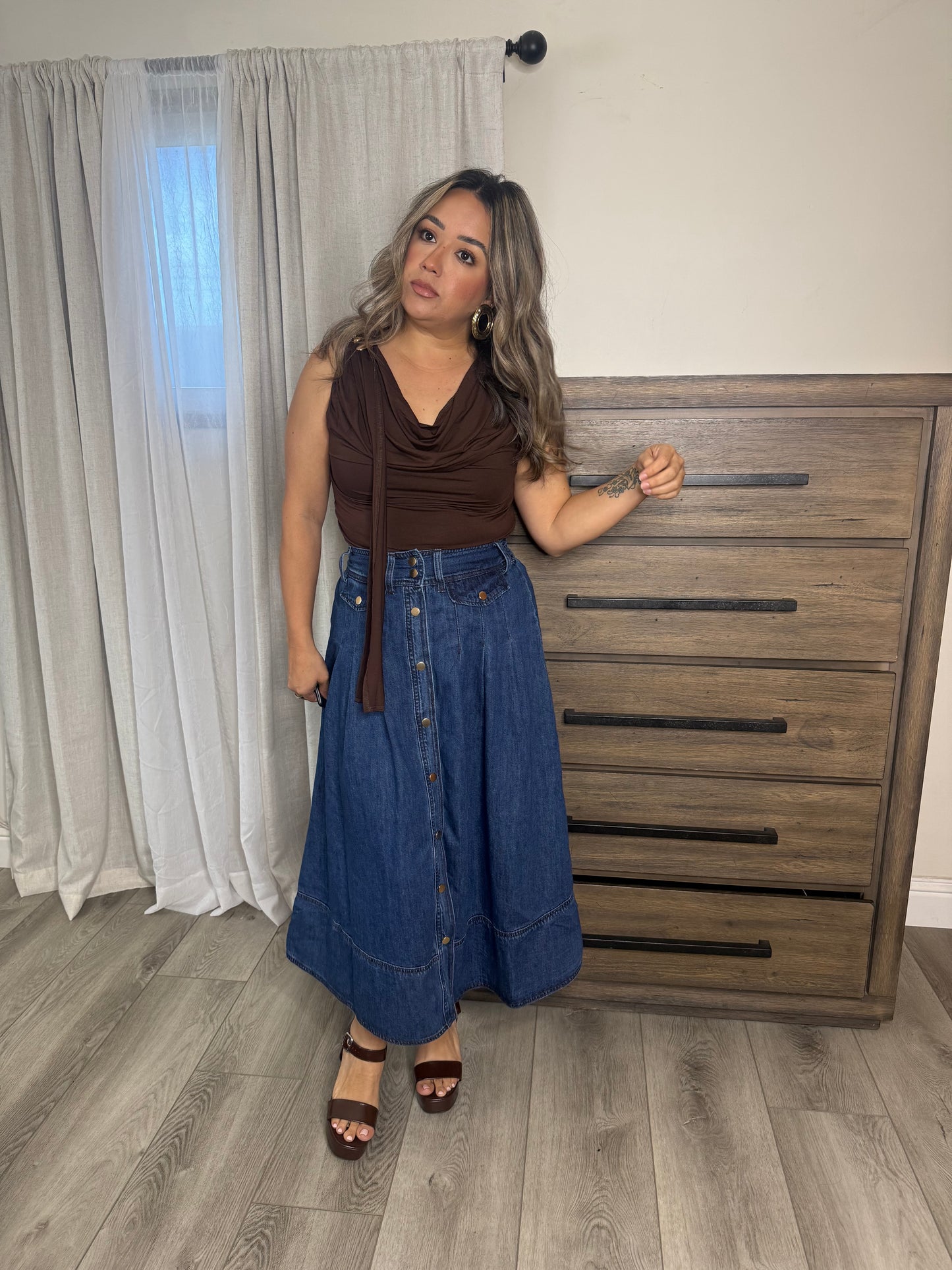 Flutter Cape Top- Chocolate