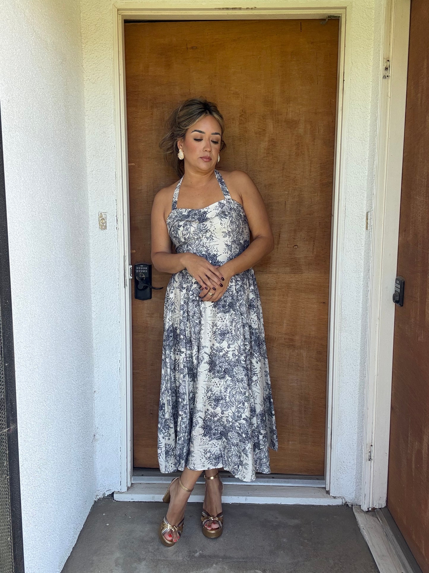 Lou Floral Halter Midi Dress