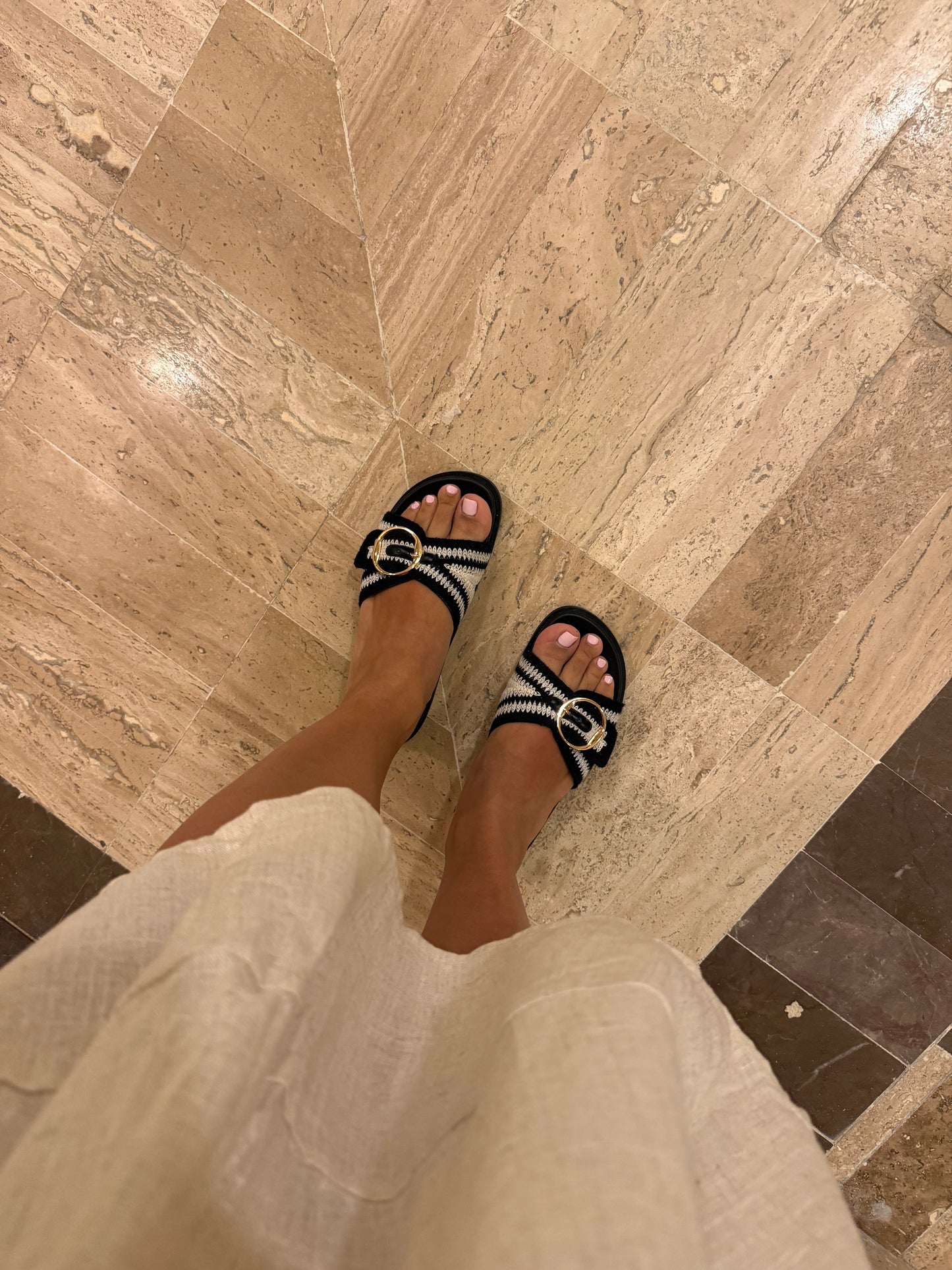 Daniela Woven Sandal- Black/Cream