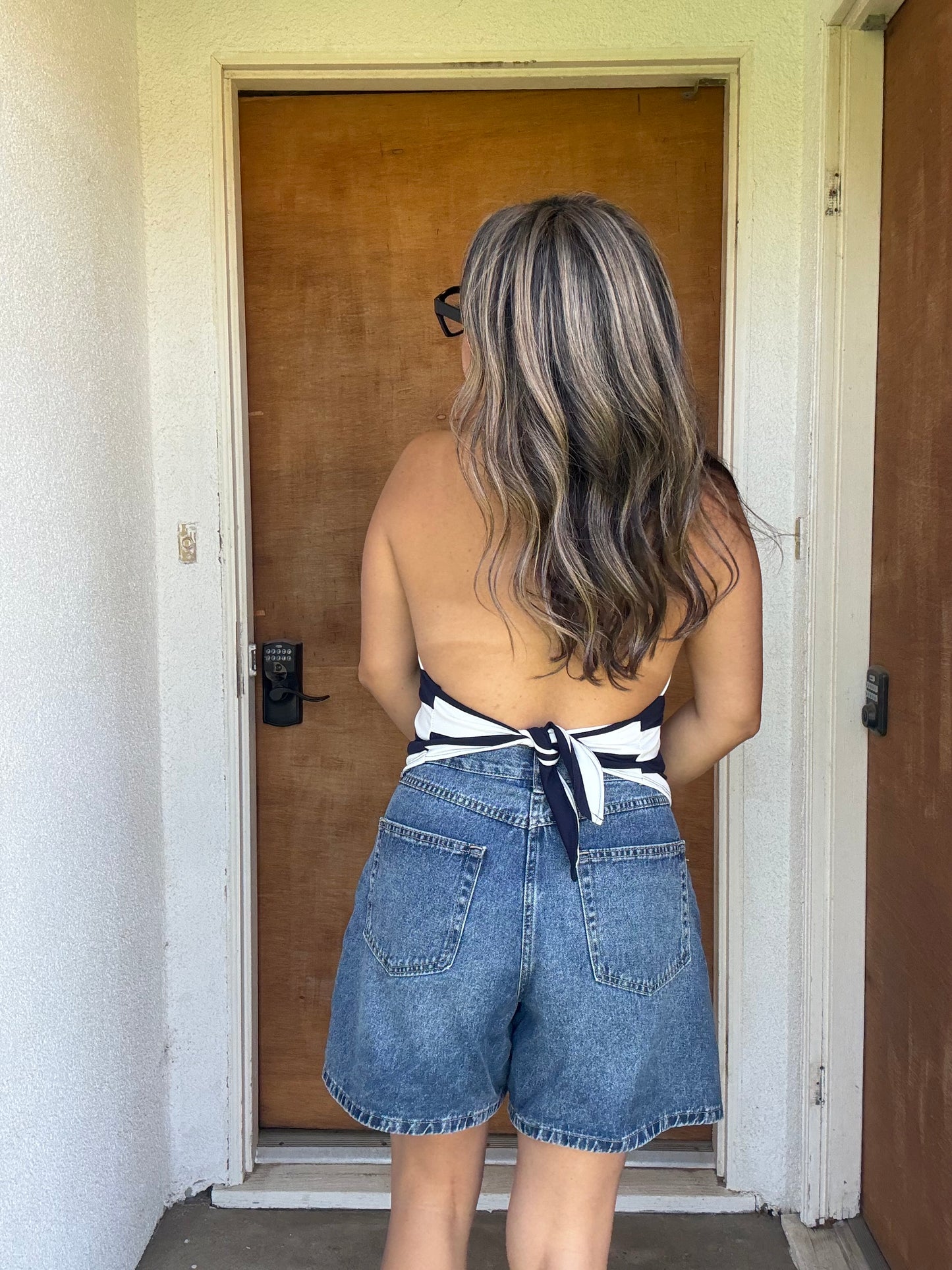 Navy Baby Striped Polo Halter Top