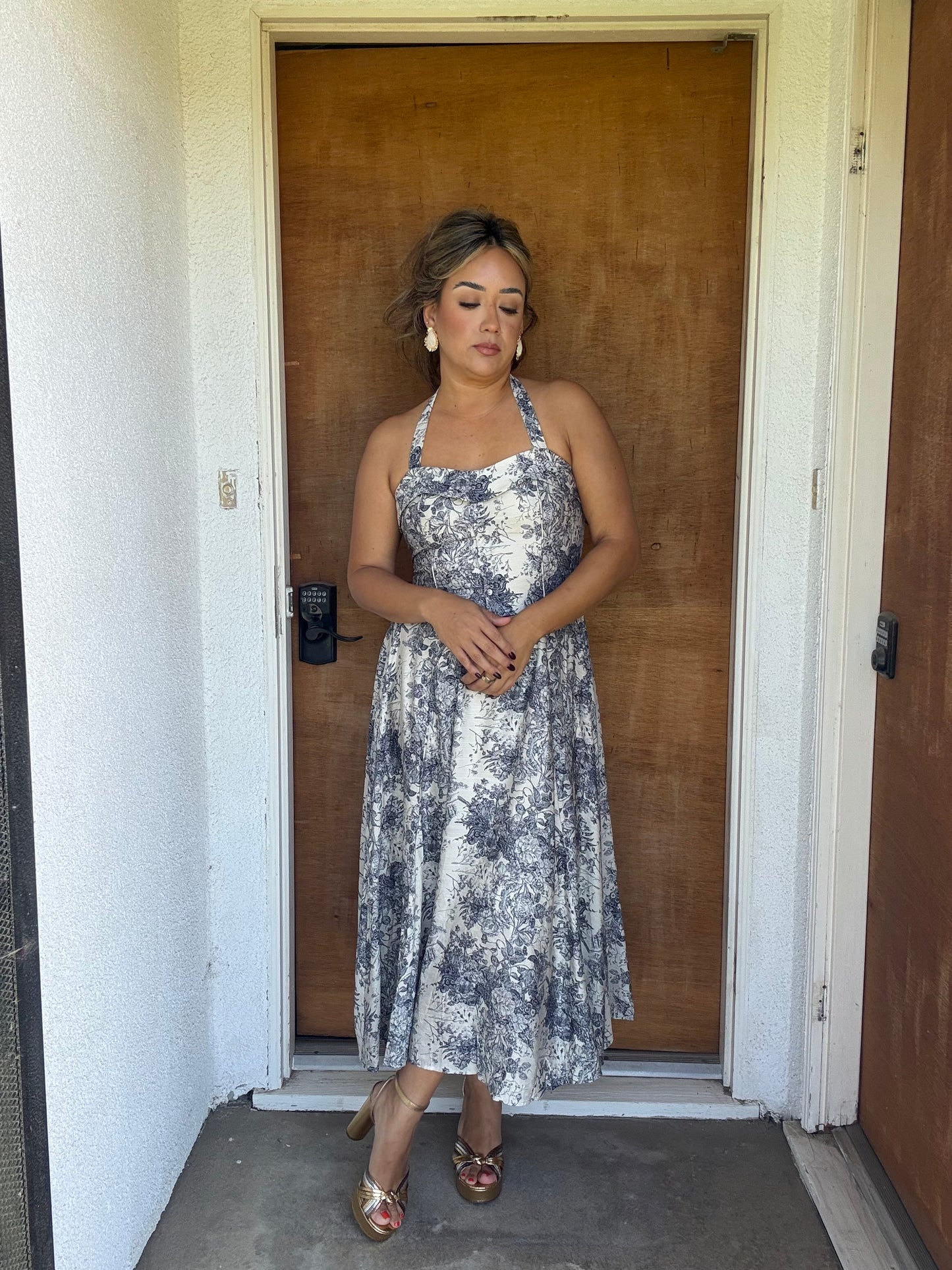Lou Floral Halter Midi Dress