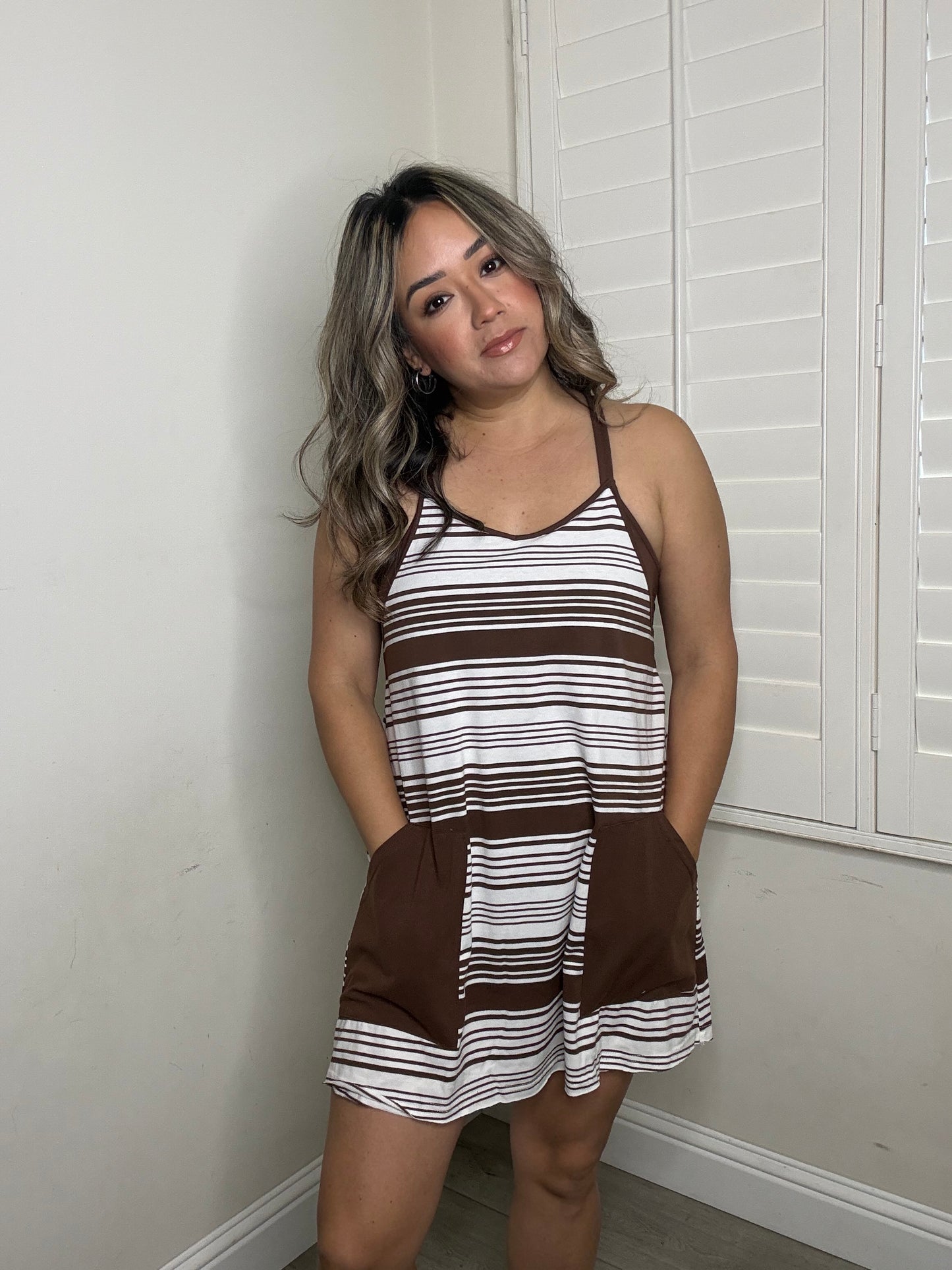 Nellie Striped Knit Dress- Mocha
