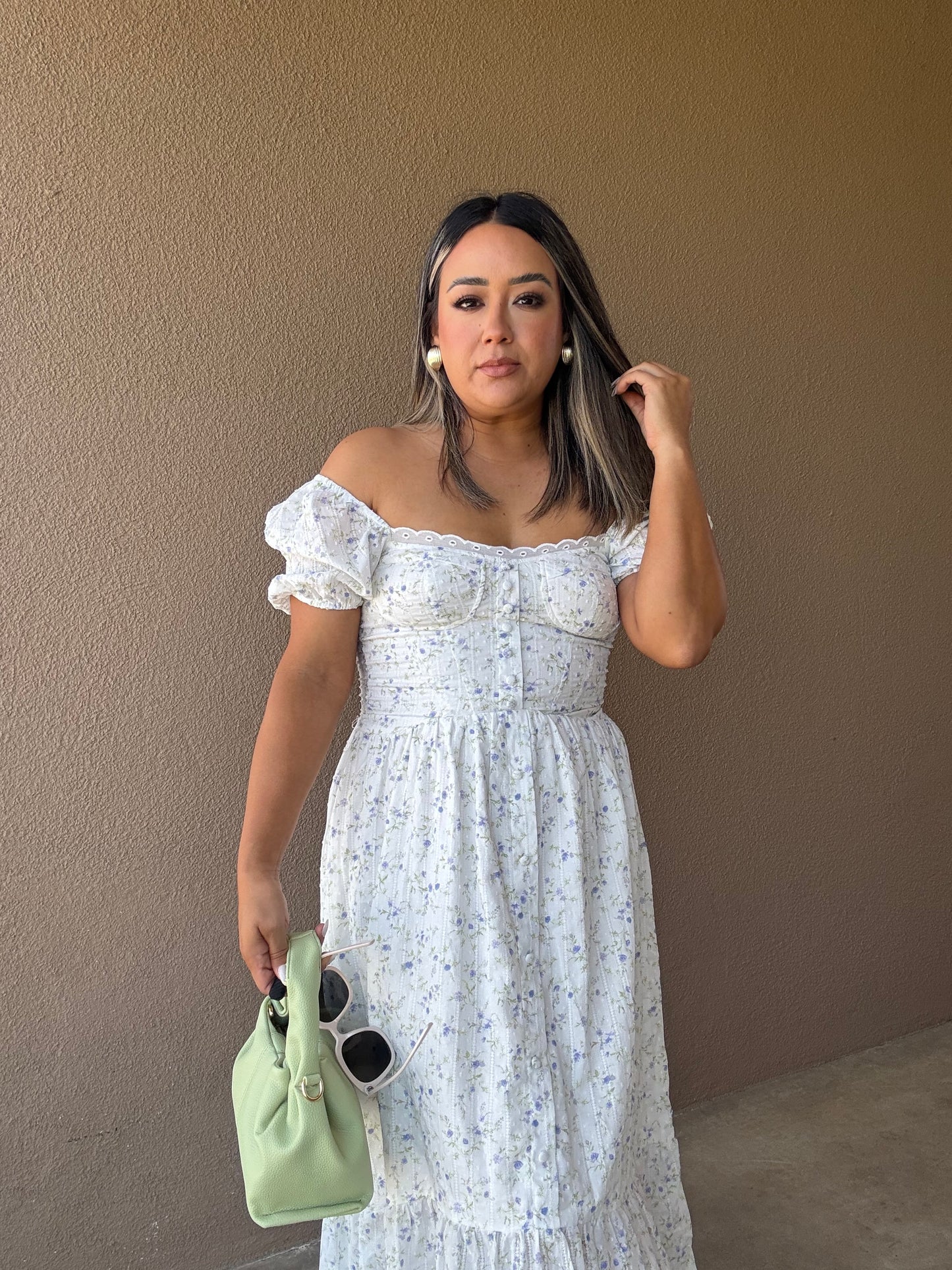 De Vacaciones Maxi Floral Puff Sleeve Dress
