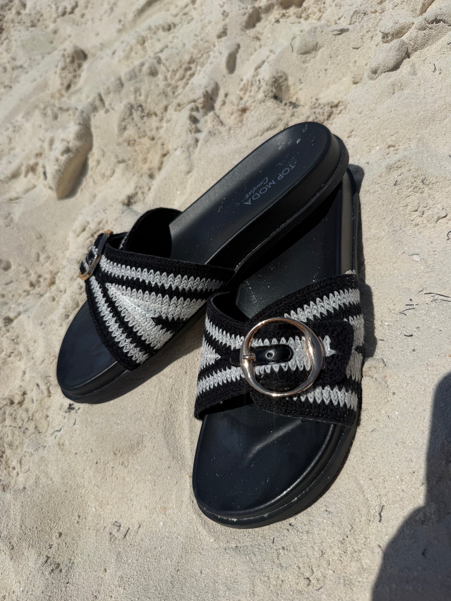 Daniela Woven Sandal- Black/Cream