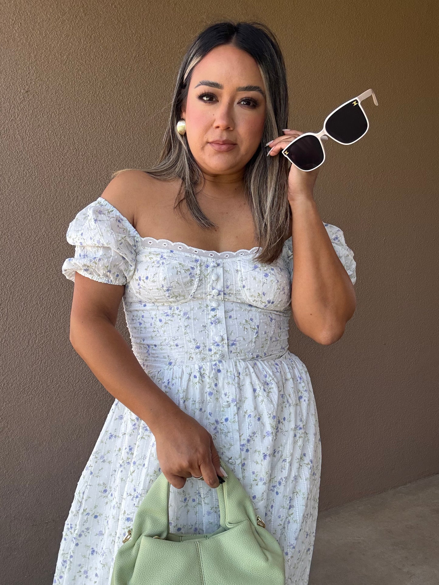 De Vacaciones Maxi Floral Puff Sleeve Dress