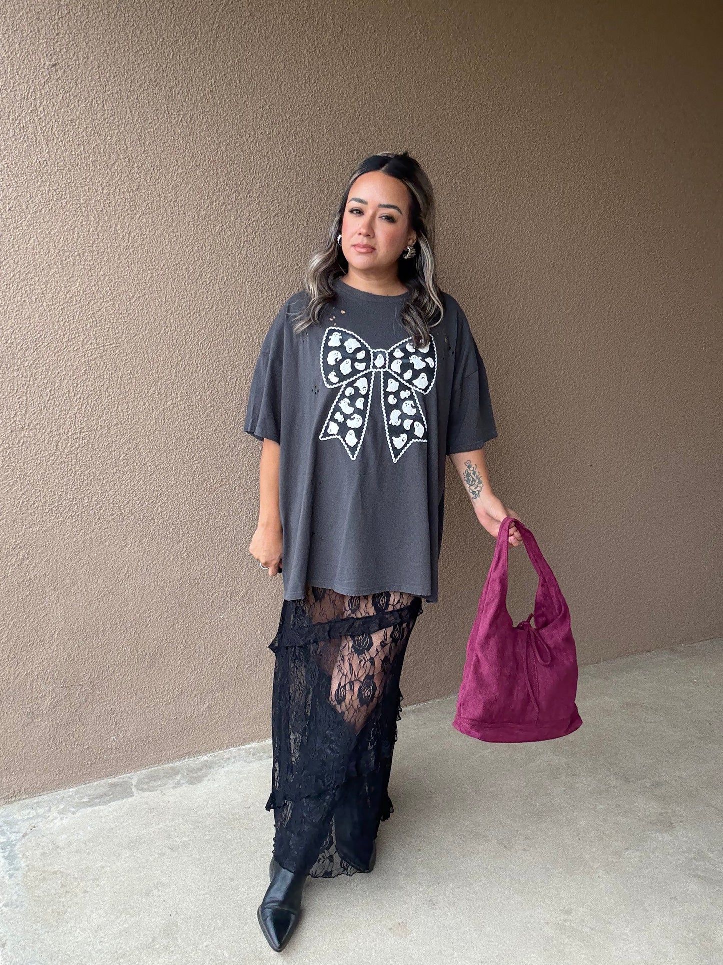 Spooky Bow Distressed Tee