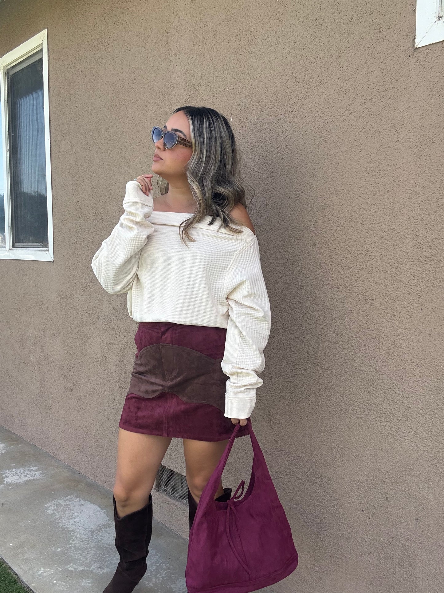 Fall For You Mini Skirt- Burgundy