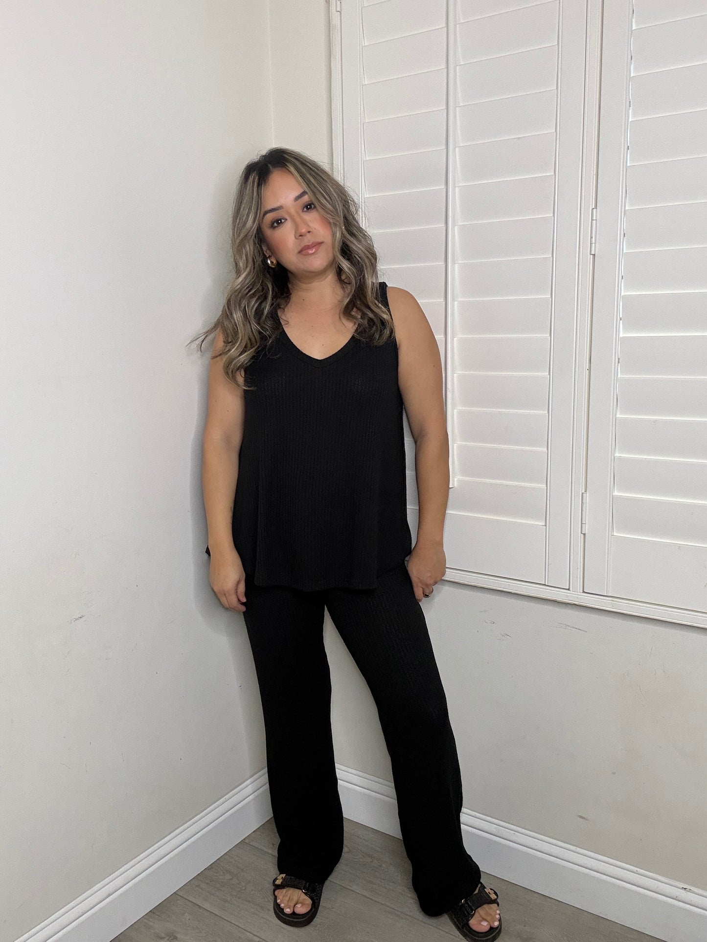 Evie Two Piece Pant Set- Black