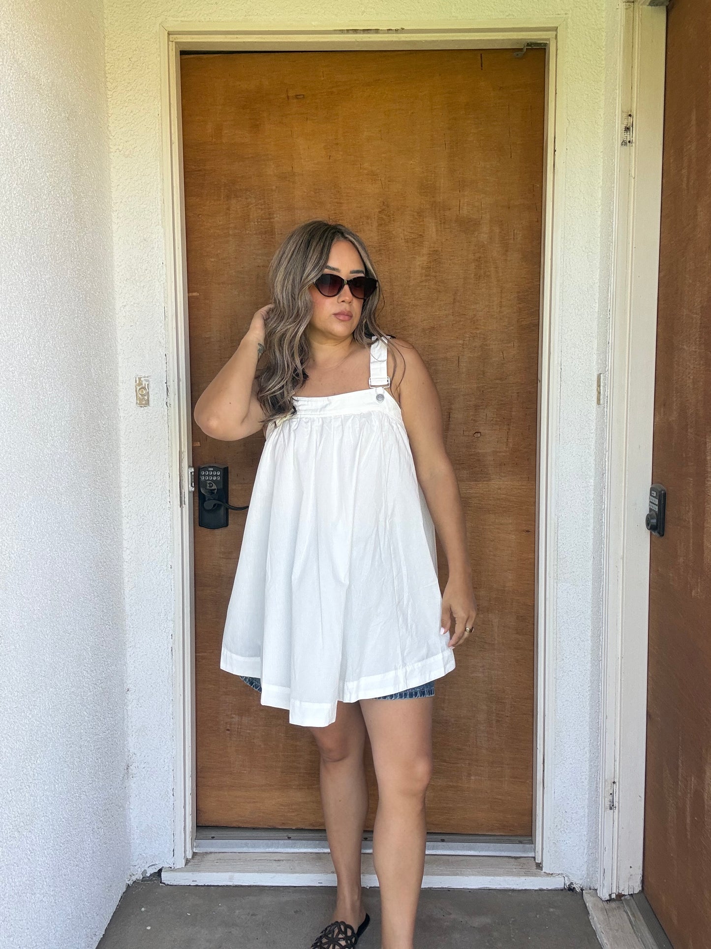 Kennedy Overall Dress- White