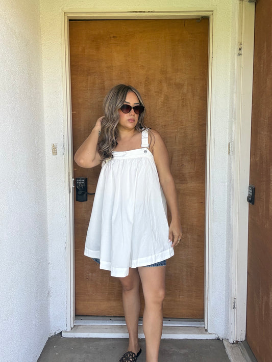 Kennedy Overall Dress- White