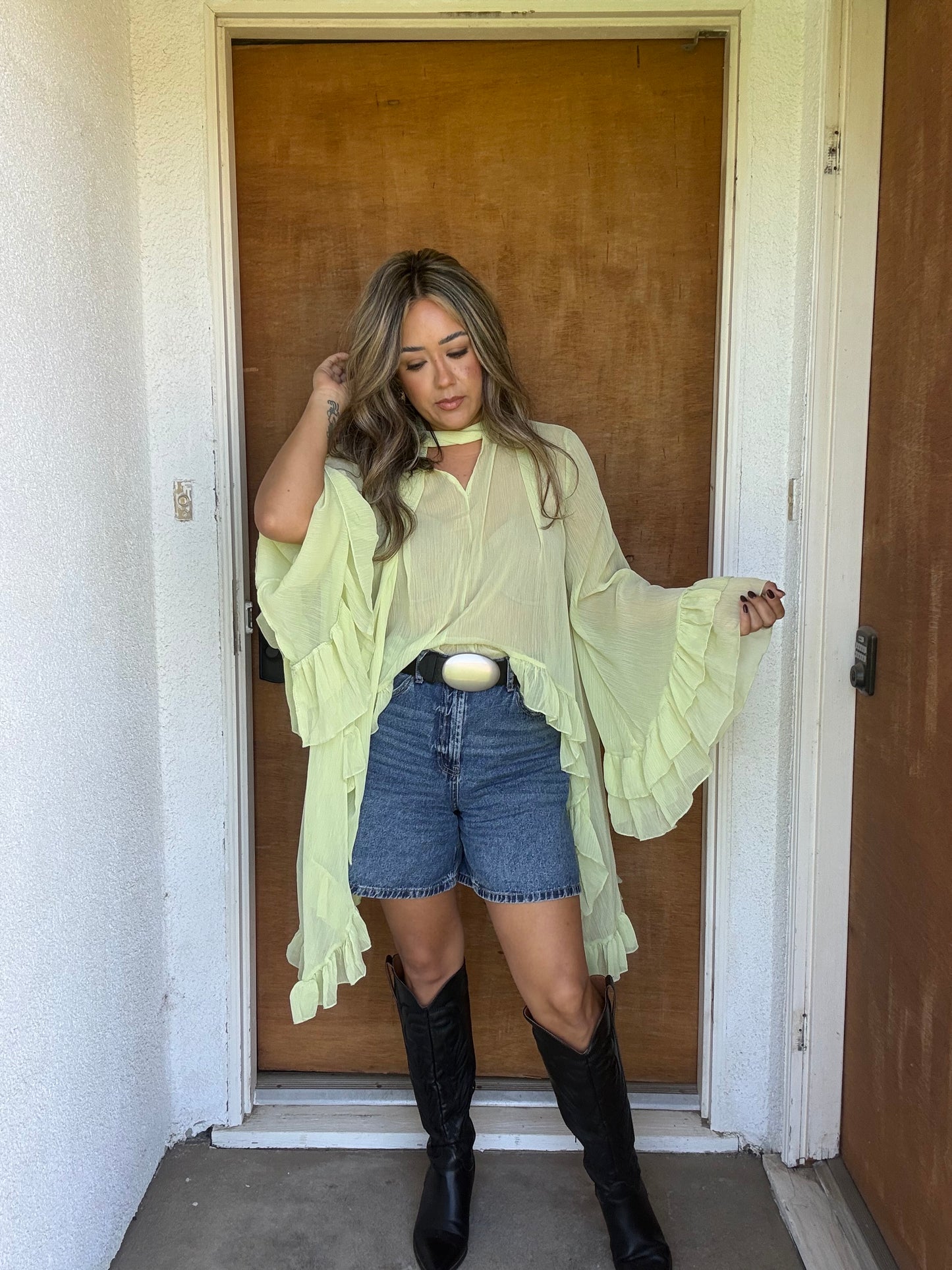 Dandelion Sheer Ruffled High Low Top
