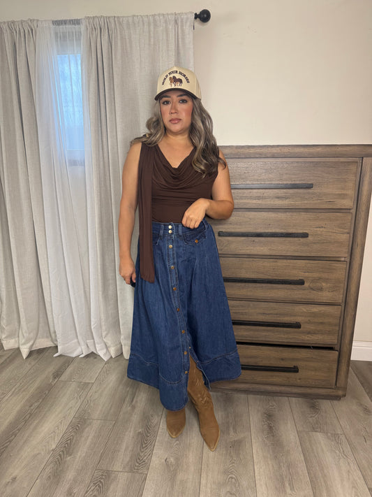 Flutter Cape Top- Chocolate