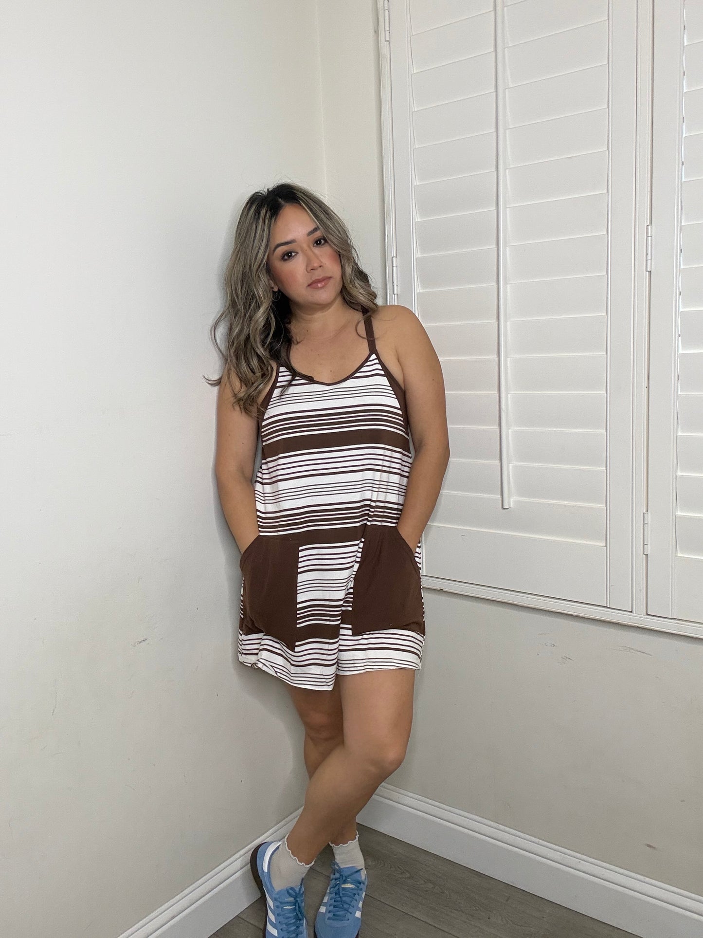 Nellie Striped Knit Dress- Mocha