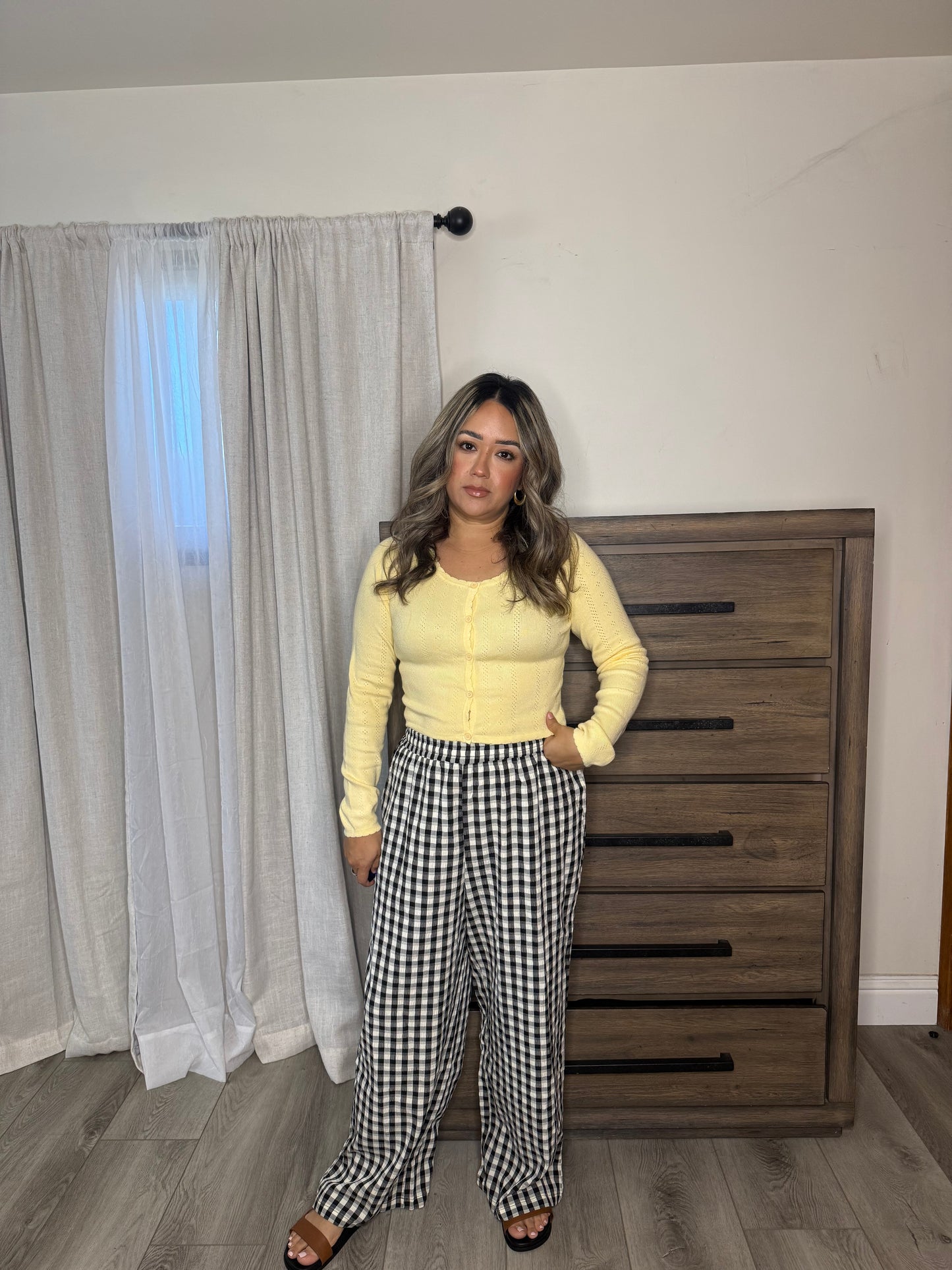 Alana Pointelle Long Sleeve Top- Yellow