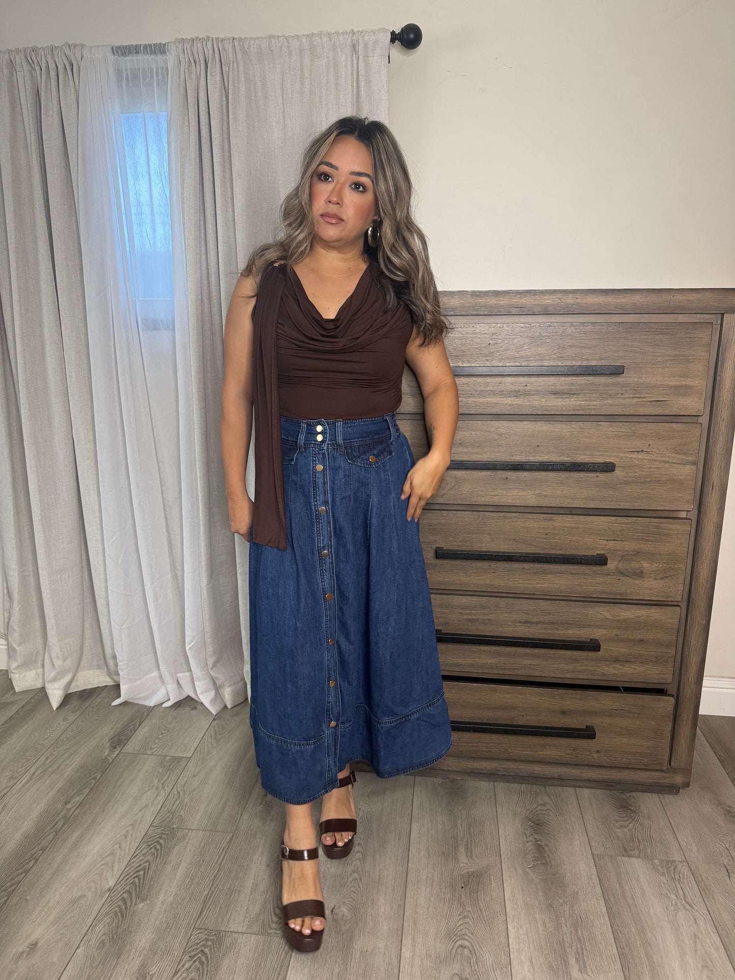 Flutter Cape Top- Chocolate