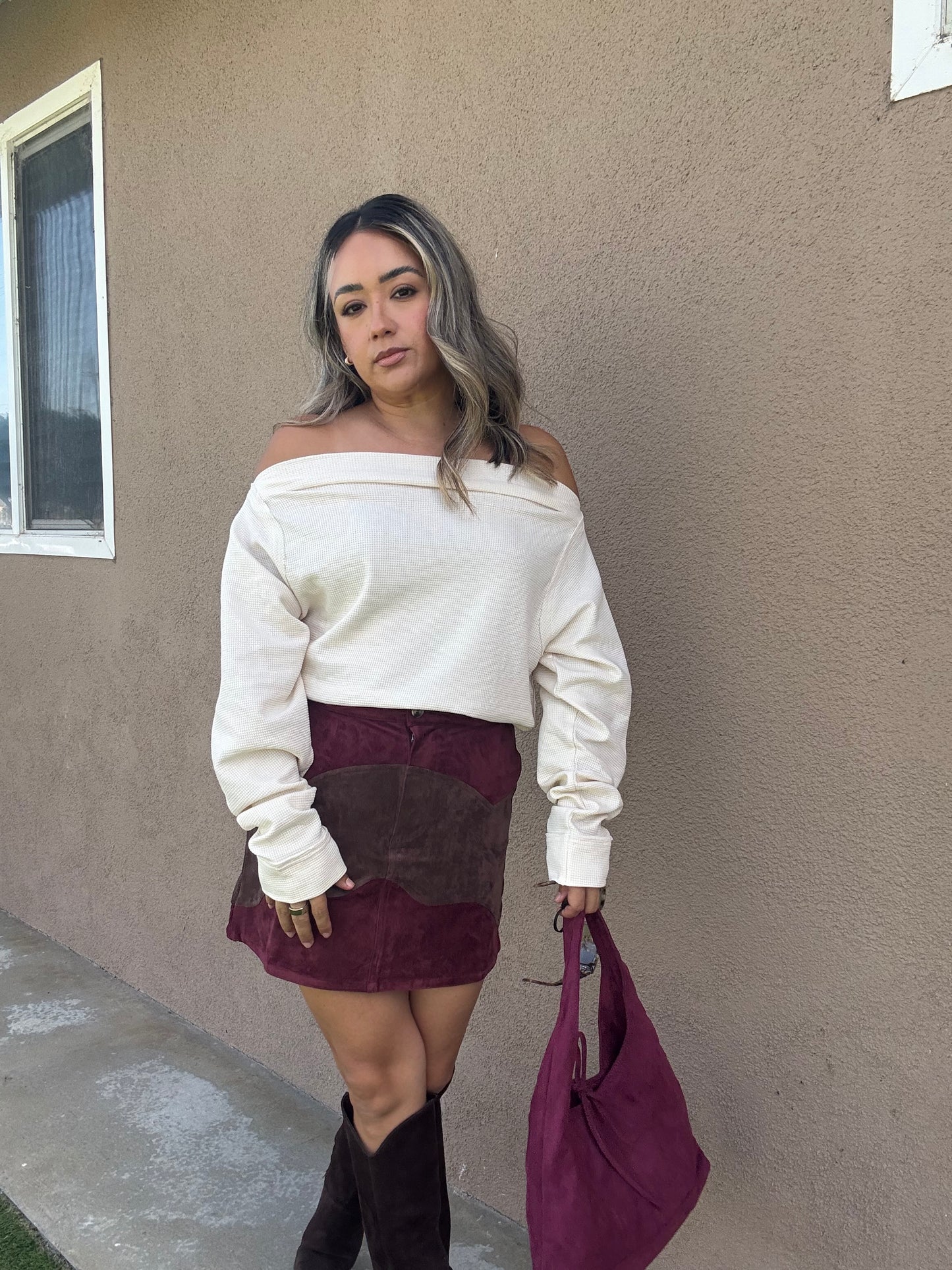 Fall For You Mini Skirt- Burgundy