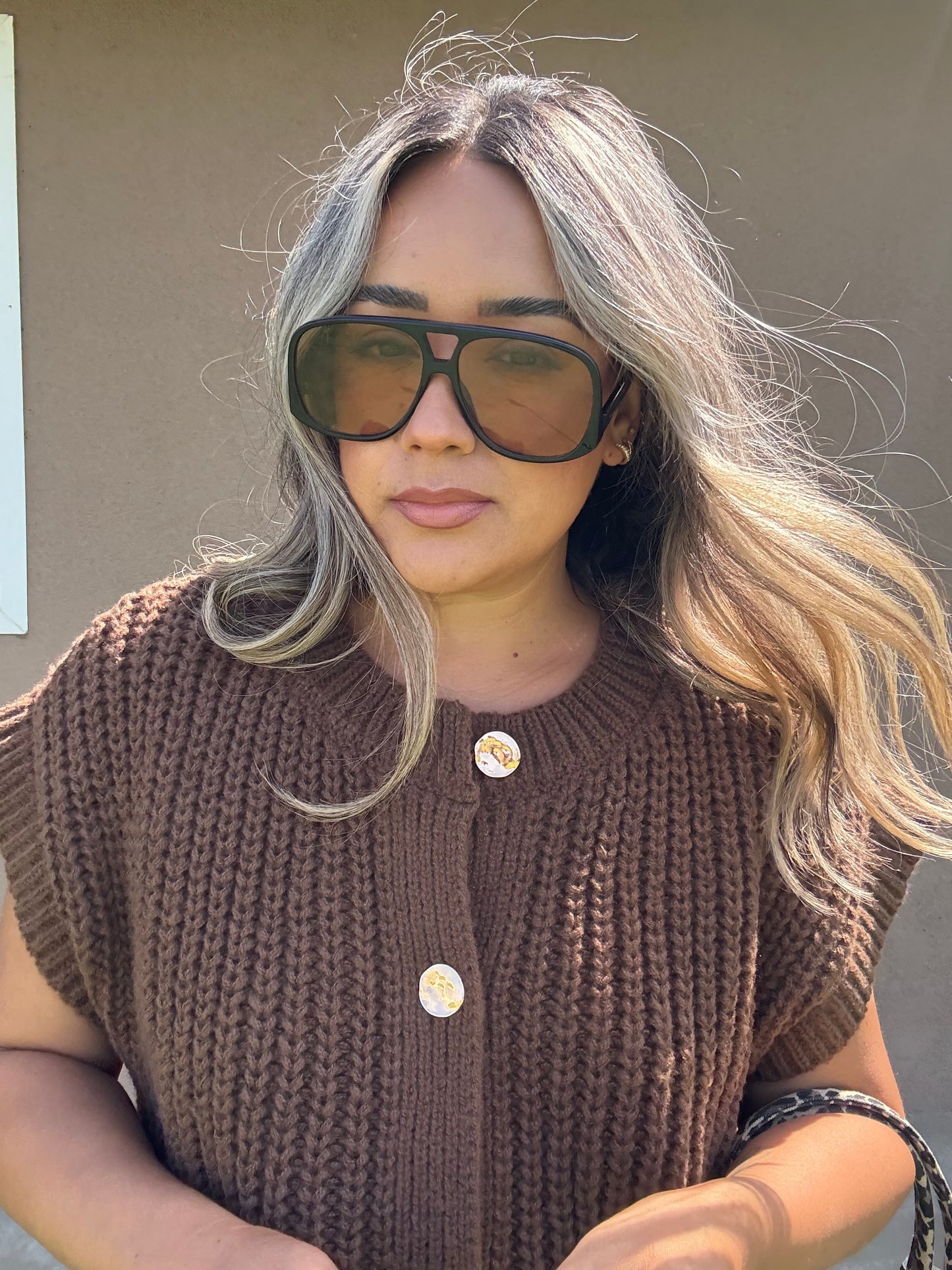 Fall Ready Oversized Knit Sweater Vest- Chocolate
