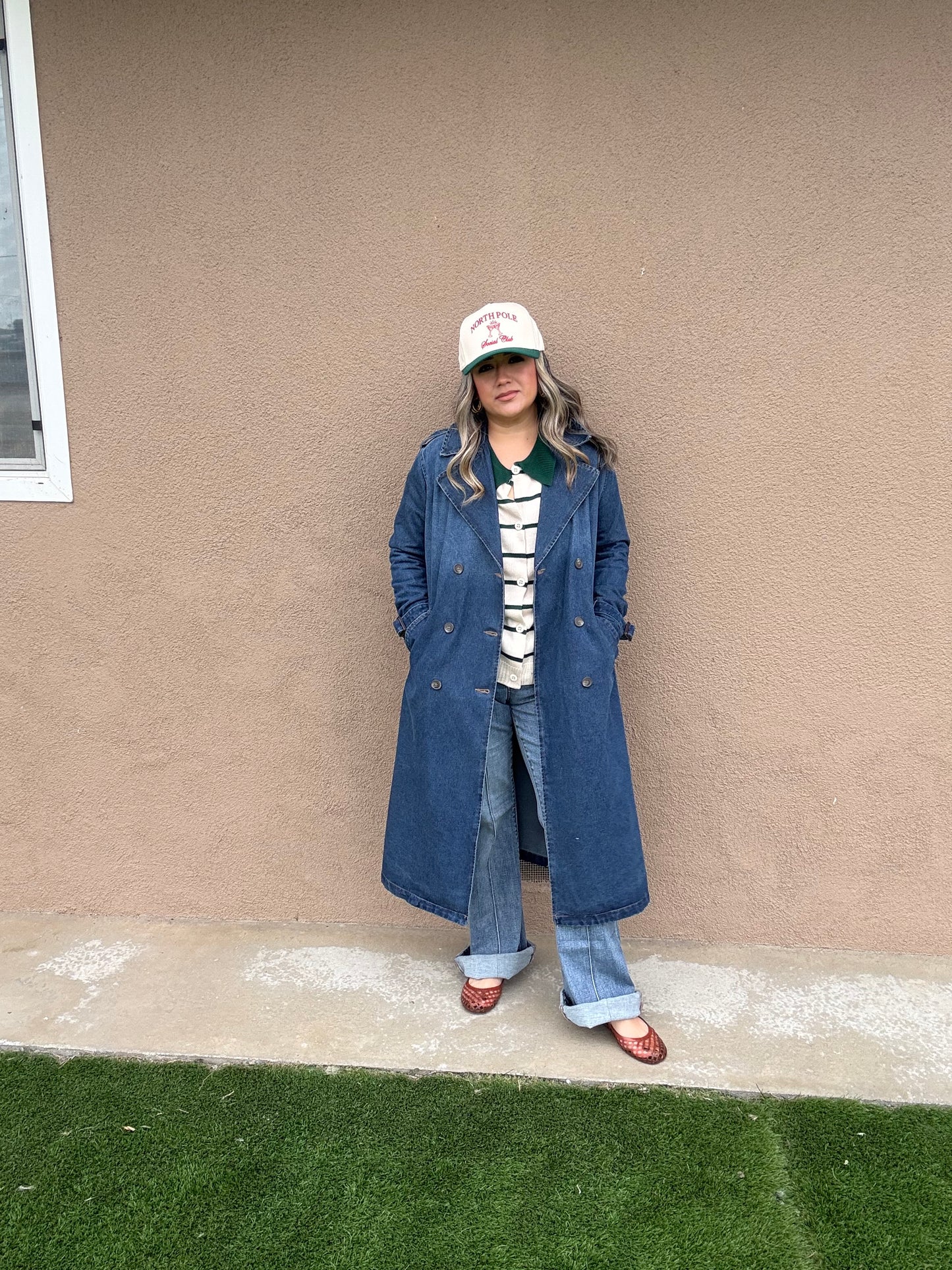 October Denim Notch Collar Trench Coat