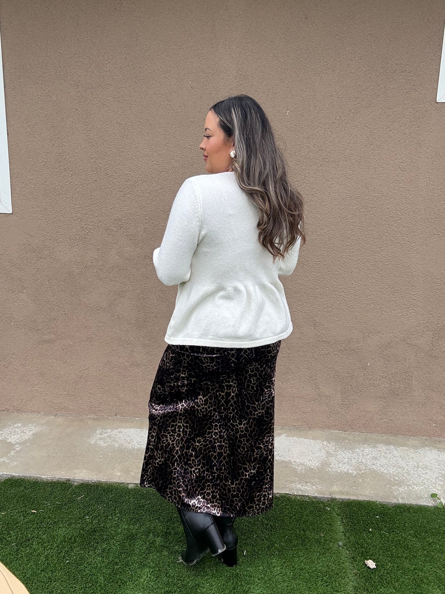 Prowl Velvet Leopard Midi Skirt