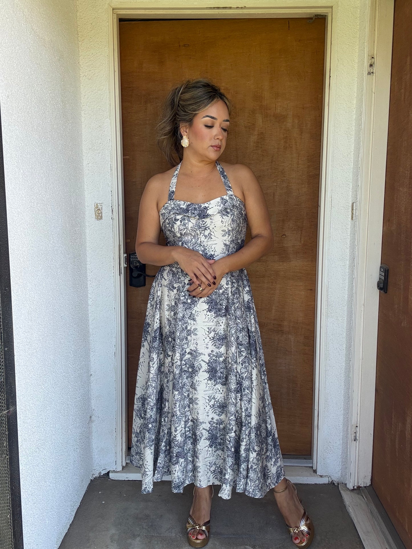 Lou Floral Halter Midi Dress