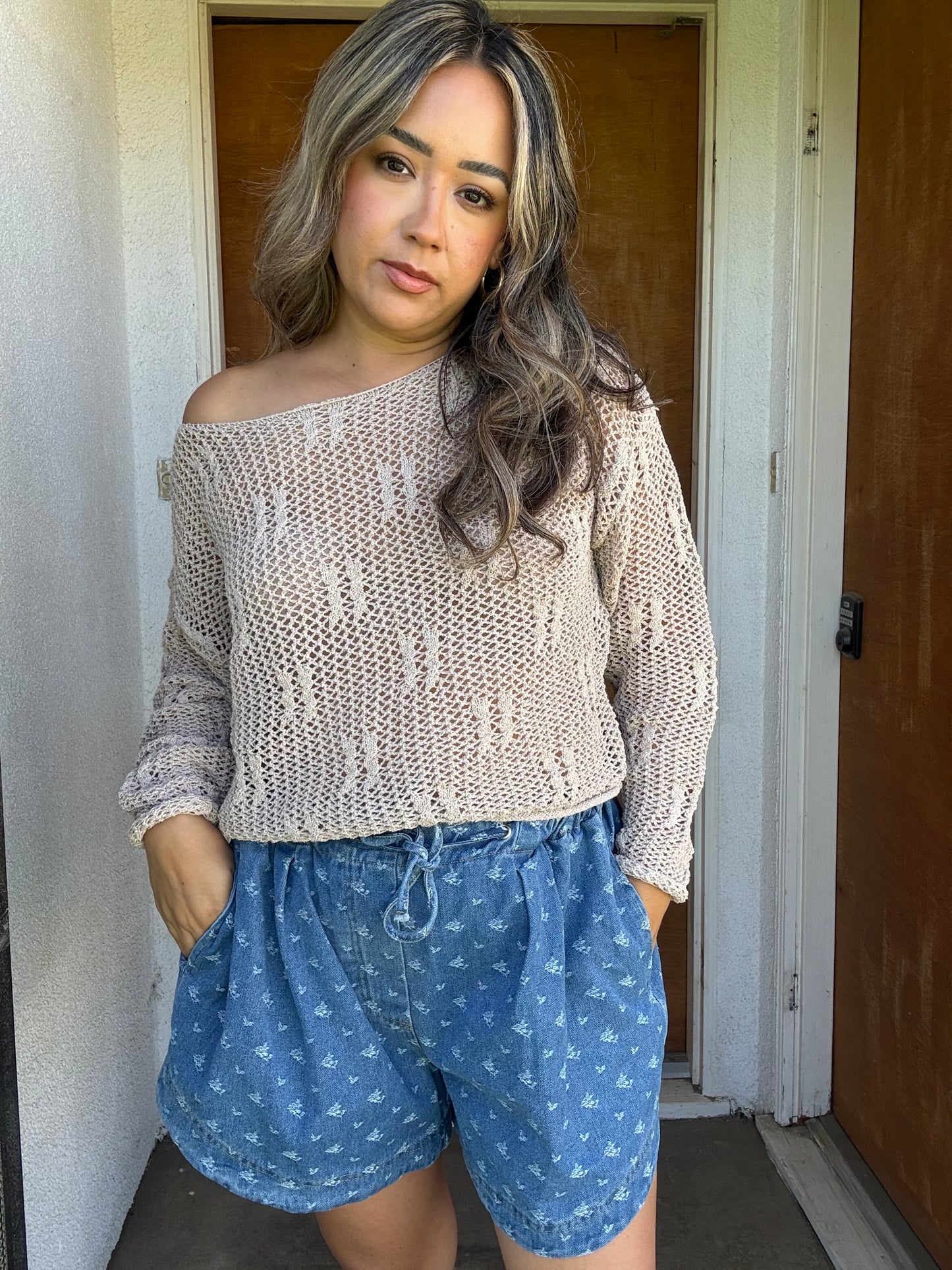 Newport Scoop Neck Knit Top- Taupe
