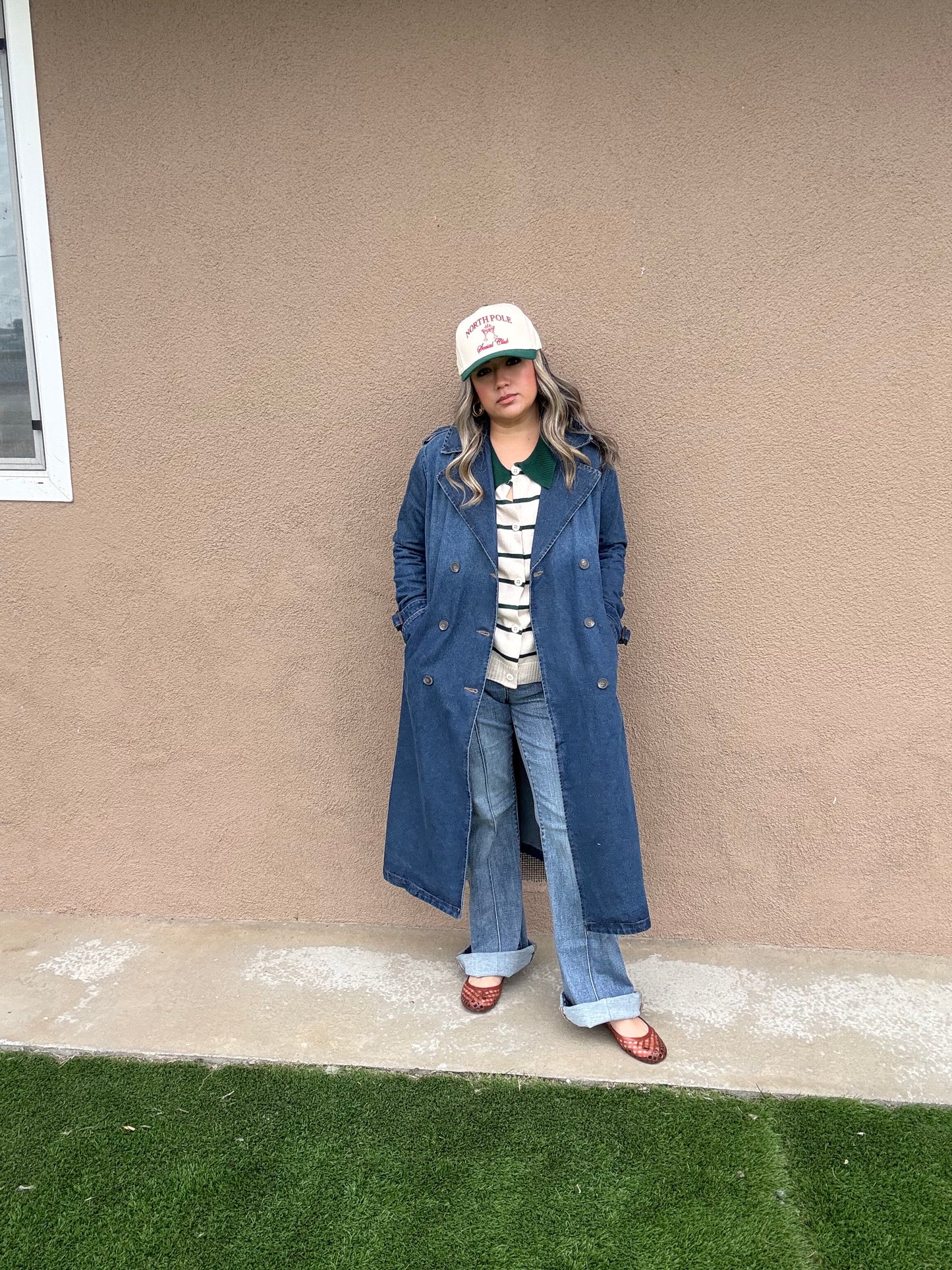 October Denim Notch Collar Trench Coat