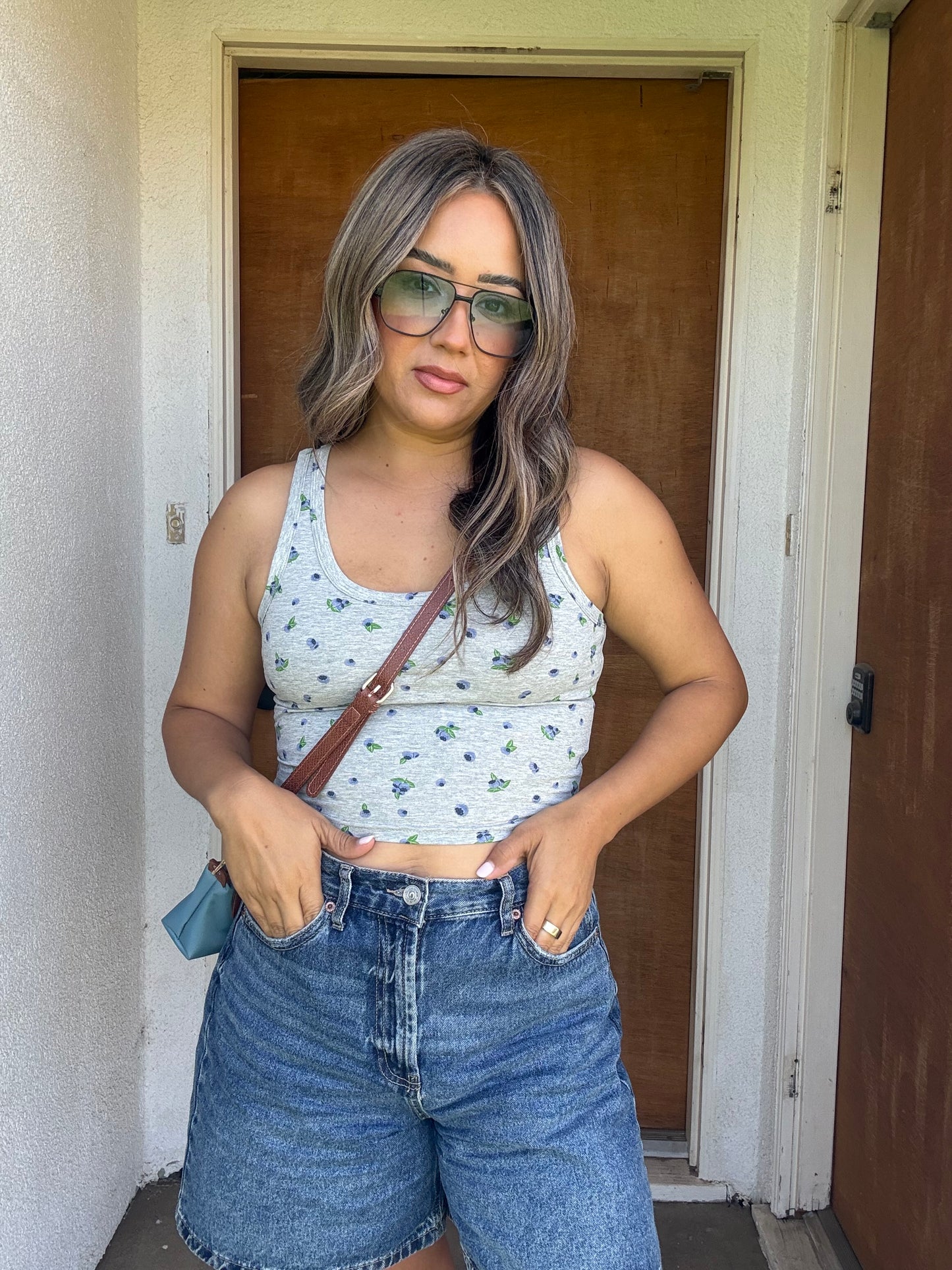 Blueberry Mini Tank- Grey