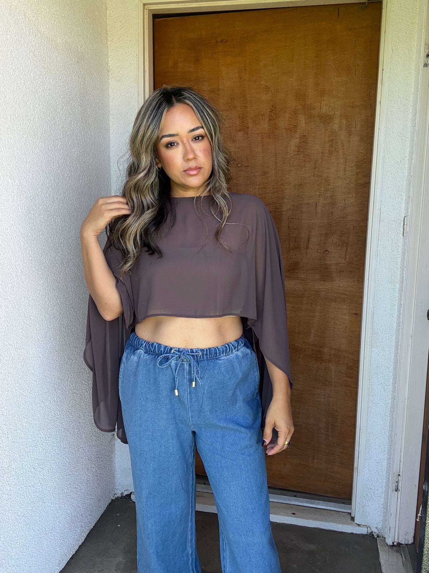 Muy Chic Sheer Cape Top