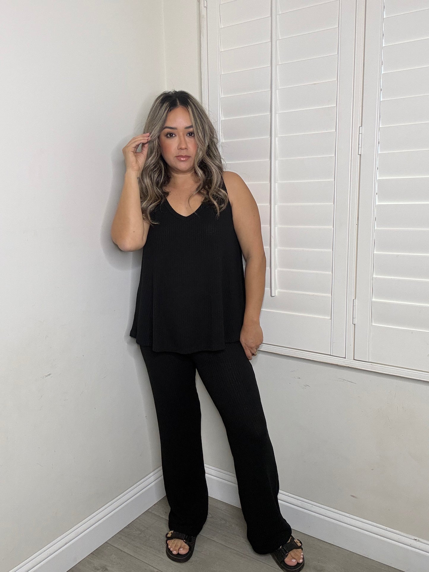 Evie Two Piece Pant Set- Black