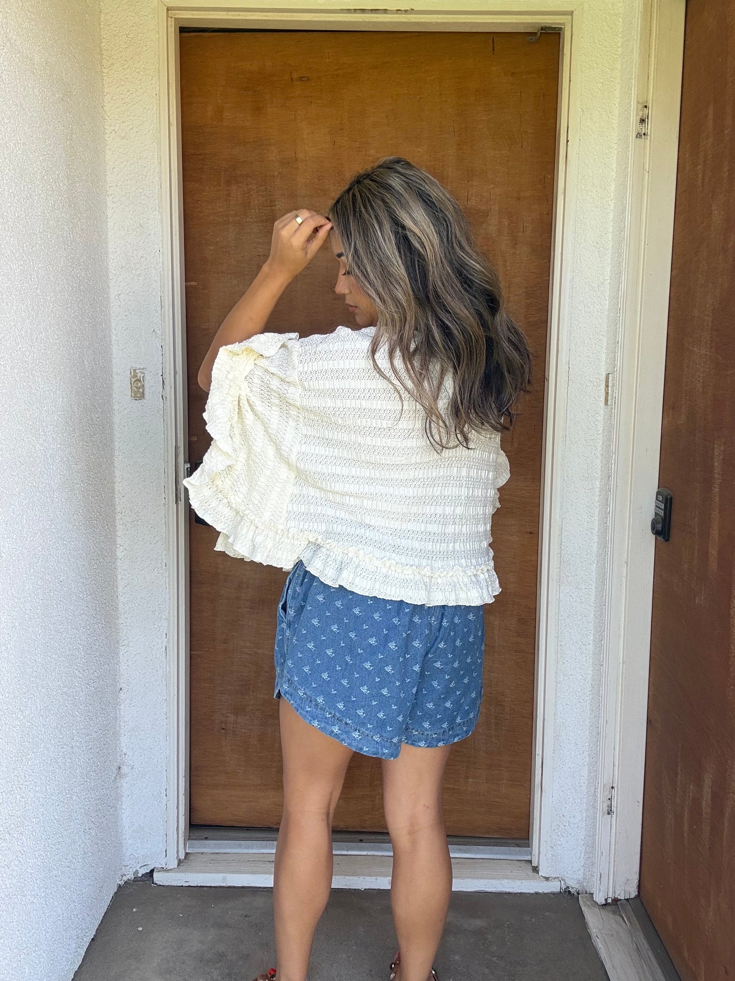 Mallorie Ruffled Top- Cream