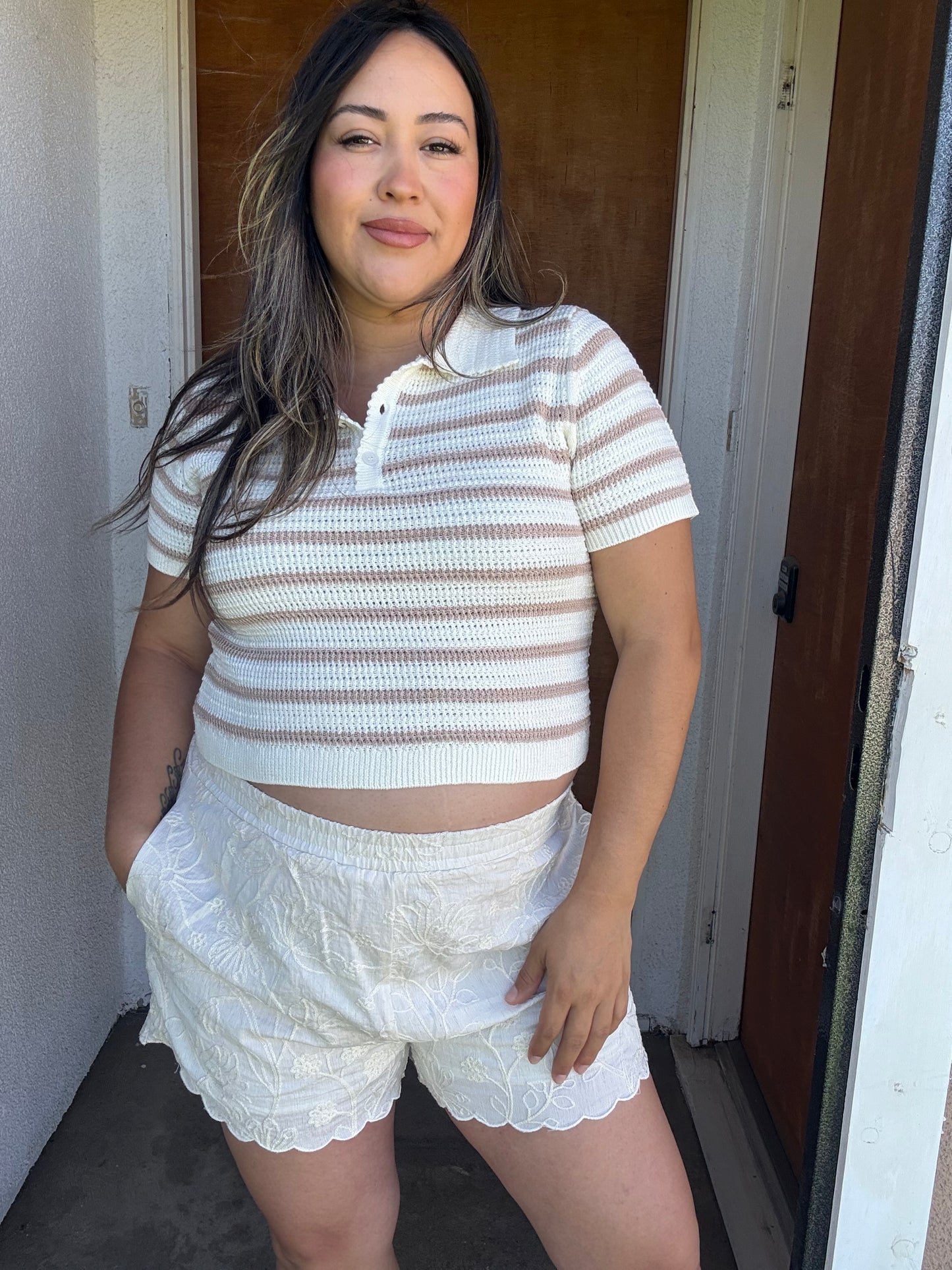 Warmer Days Knit Shorts- Cream
