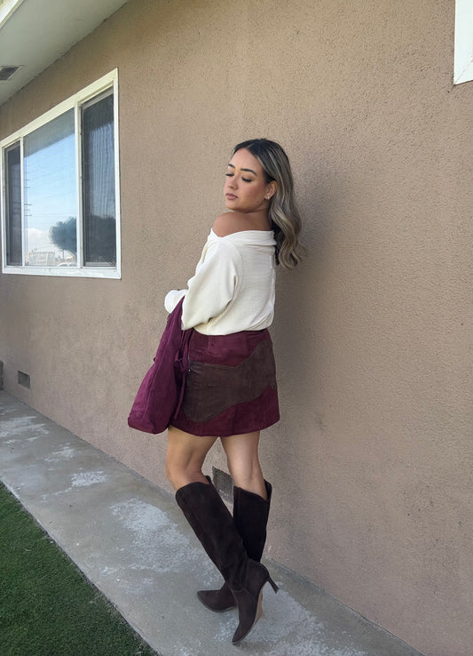 Fall For You Mini Skirt- Burgundy