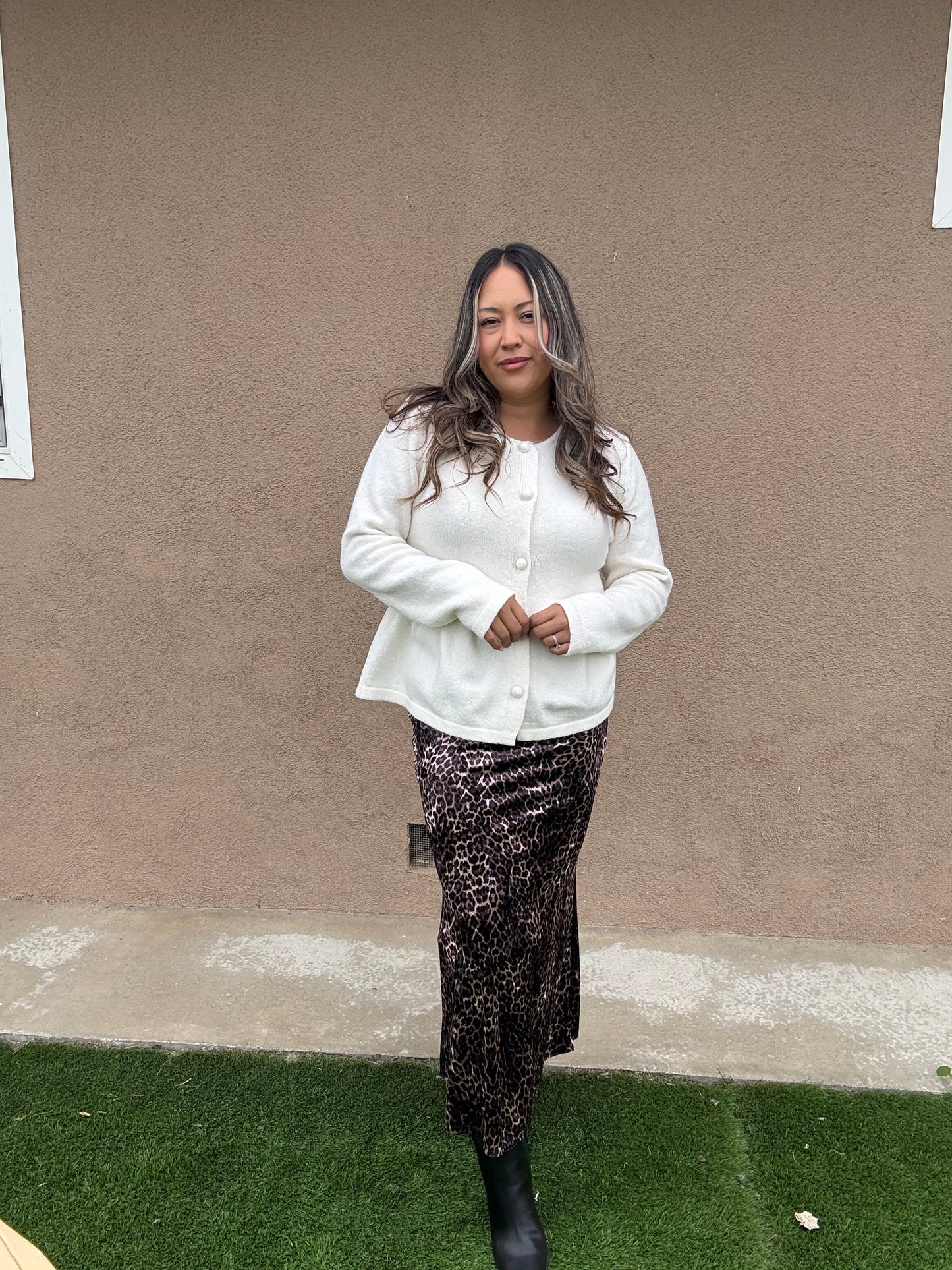 Prowl Velvet Leopard Midi Skirt