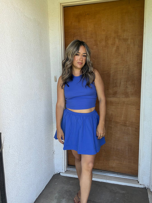 Coastal Skirt Set- Royal Blue