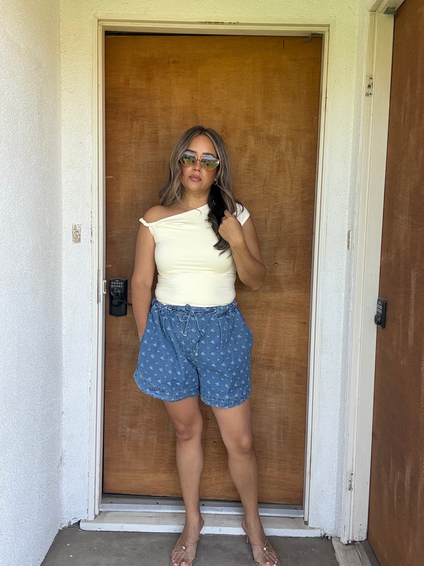 Allie Floral Denim Shorts
