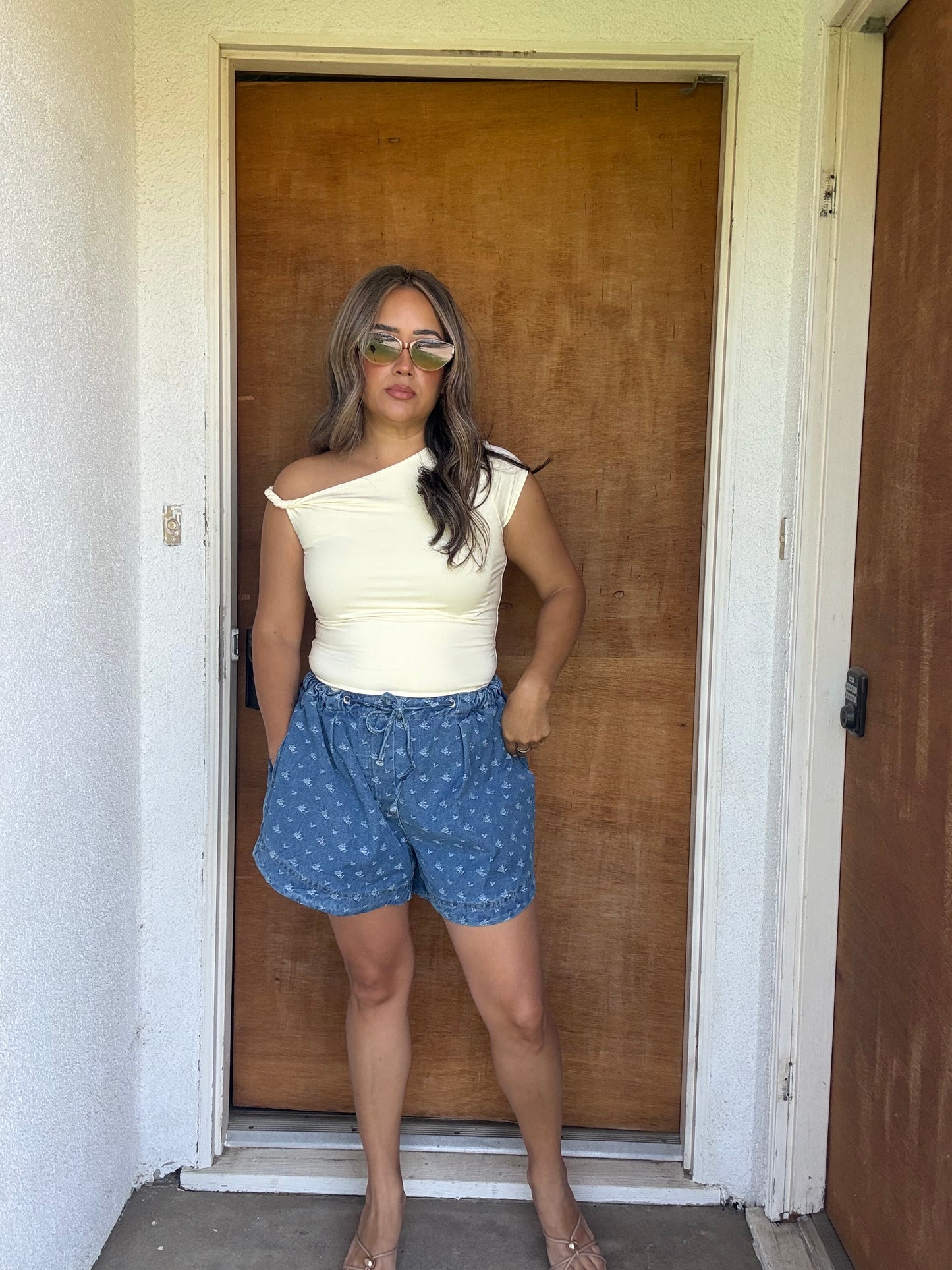 Allie Floral Denim Shorts