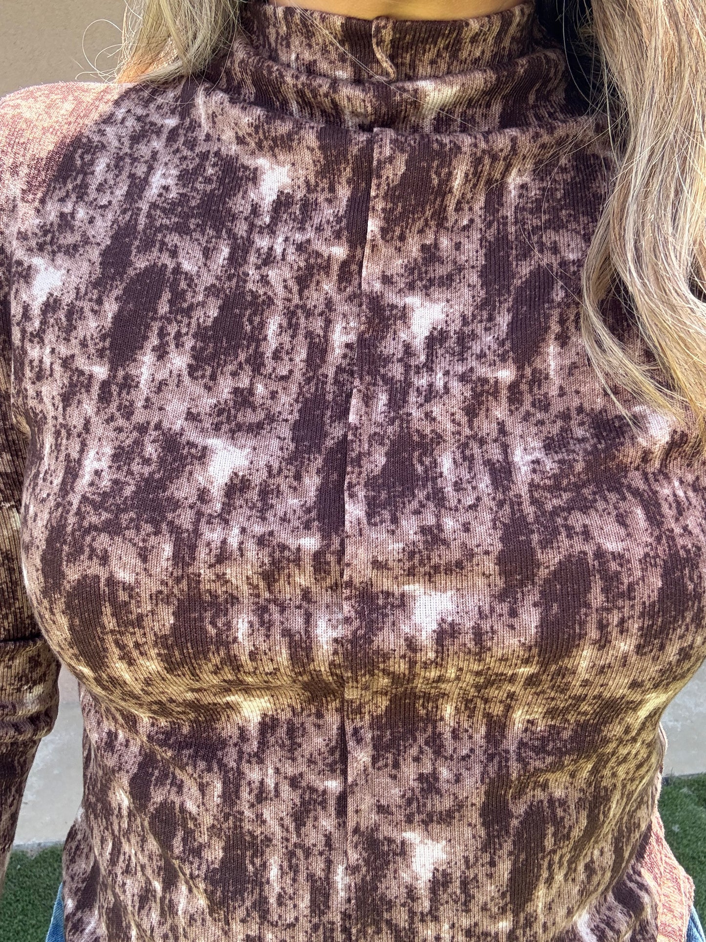 September Ribbed Long Sleeve Top- Chocolate