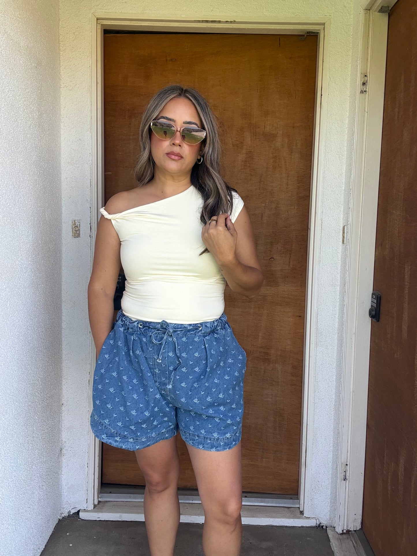 Allie Floral Denim Shorts