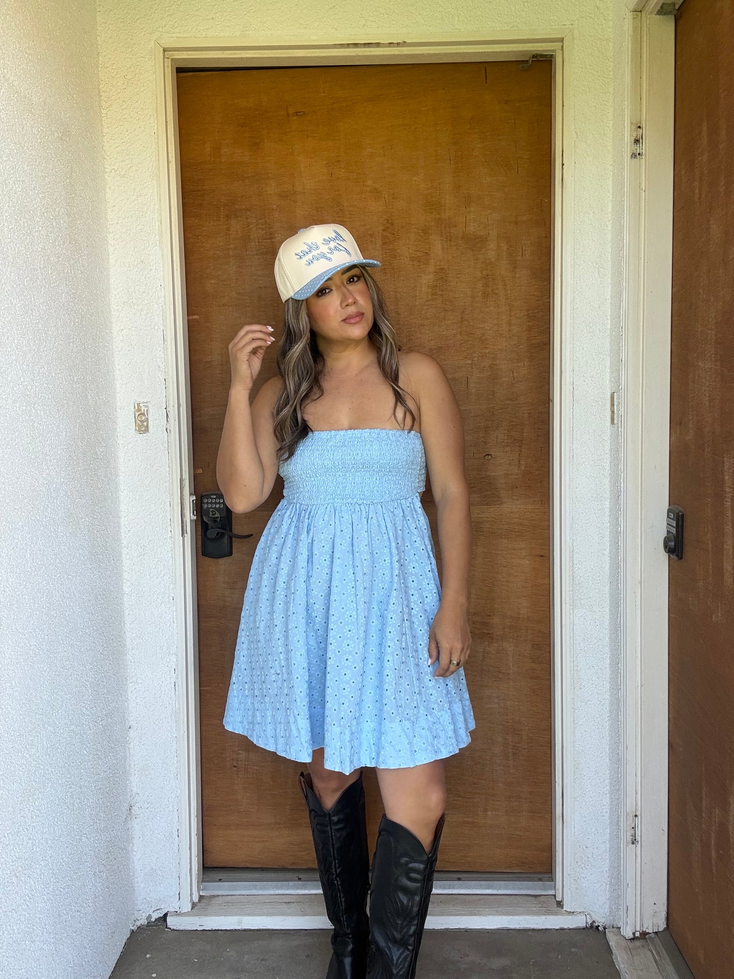 Dean Mini Eyelet Dress- Sky Blue